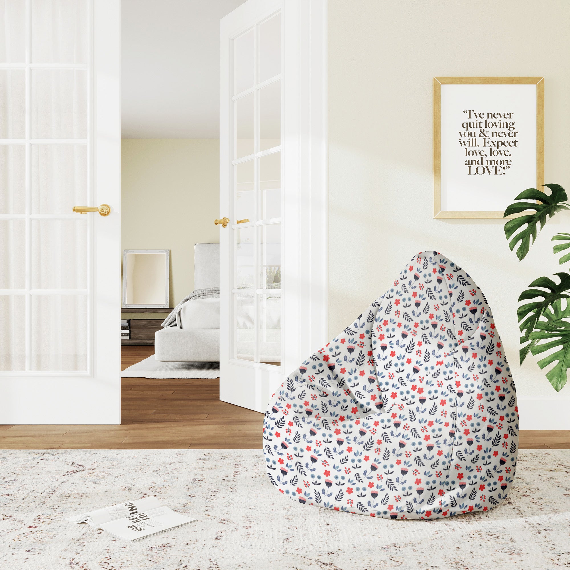 Sitzsack Pearshape Skandinavische Blumen-M-Velvet