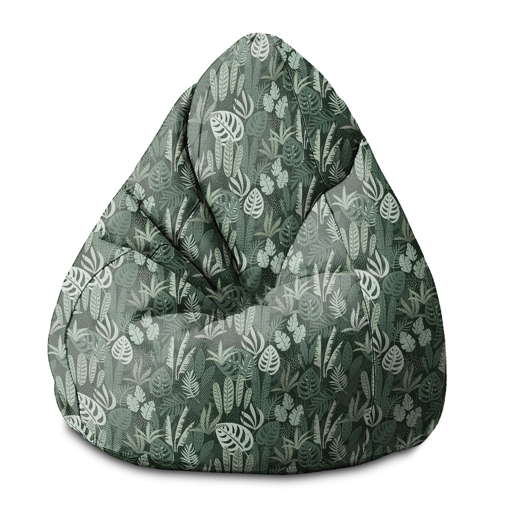 Puf Pearshape Tropical Green Leaves Palm-S-Velvet