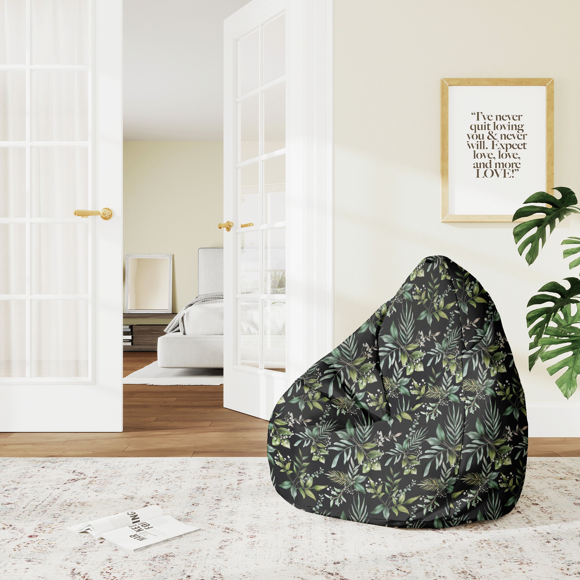 Pearshape Pouf Watercolor Elegant Floral-M-Velvet