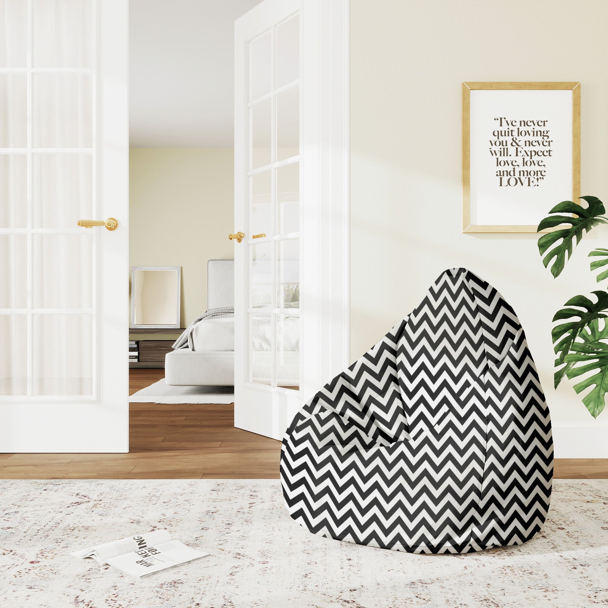 Sitzsack Pearshape Zig Zag Schwarz-M-Oxford