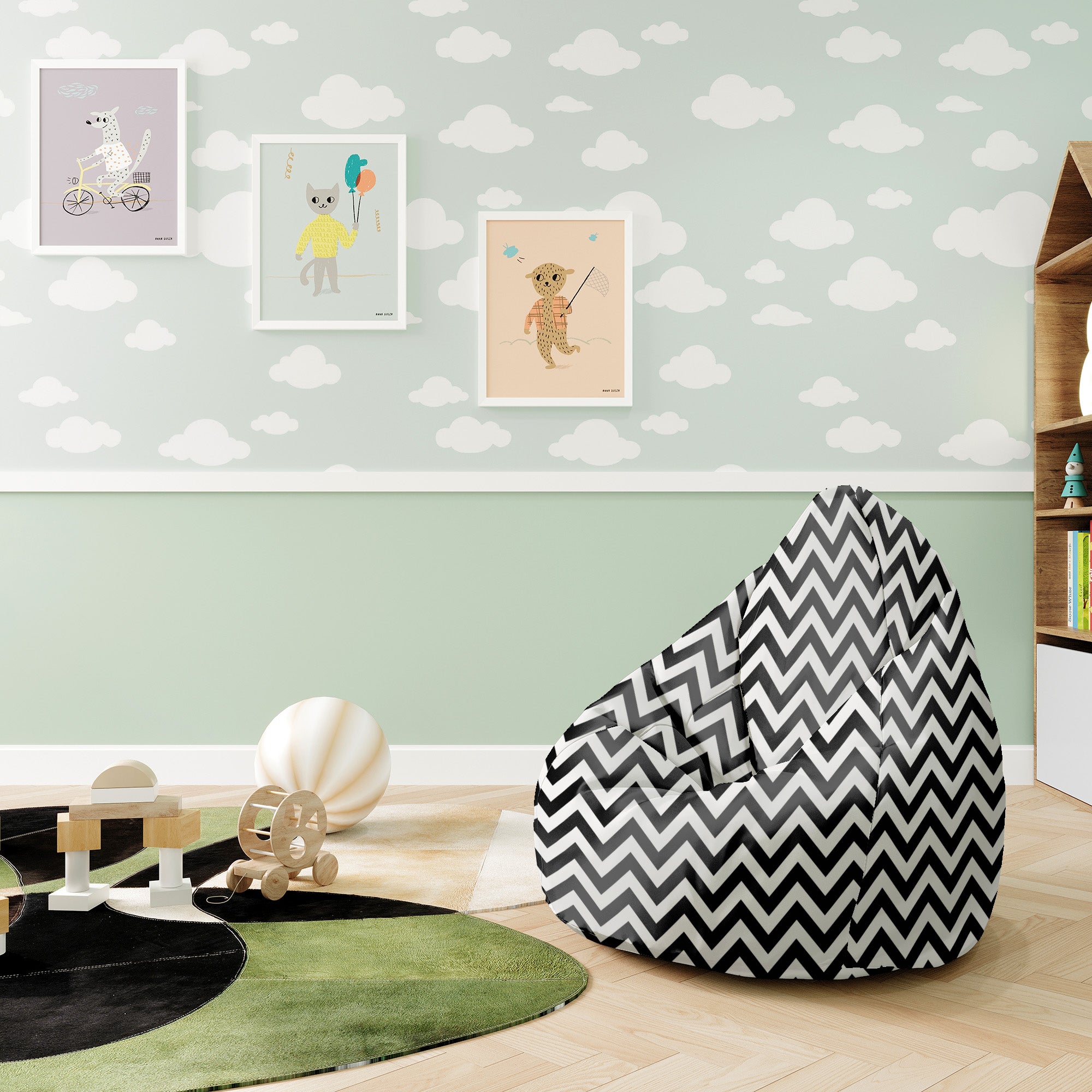 Sitzsack Pearshape Zig Zag Schwarz