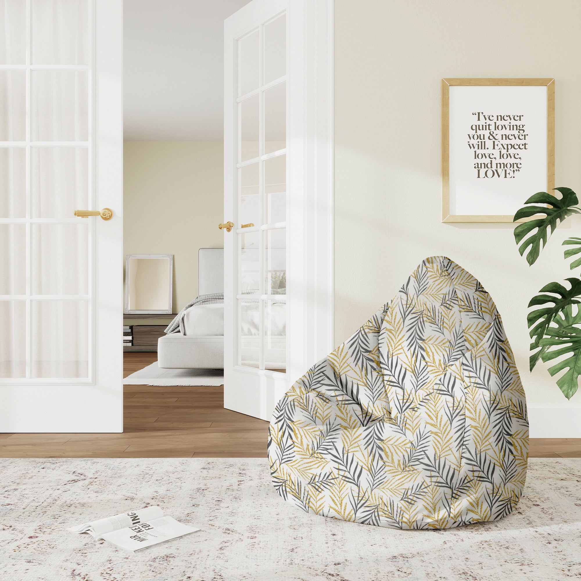 Sitzsack Pearshape Goldene Blätter-M-Oxford