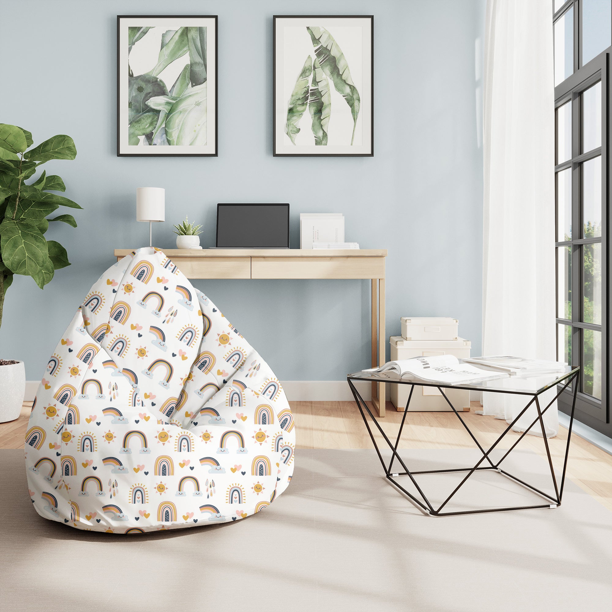 Sitzsack Pearshape Cartoon Regenbogen und Sonne-M-Velvet