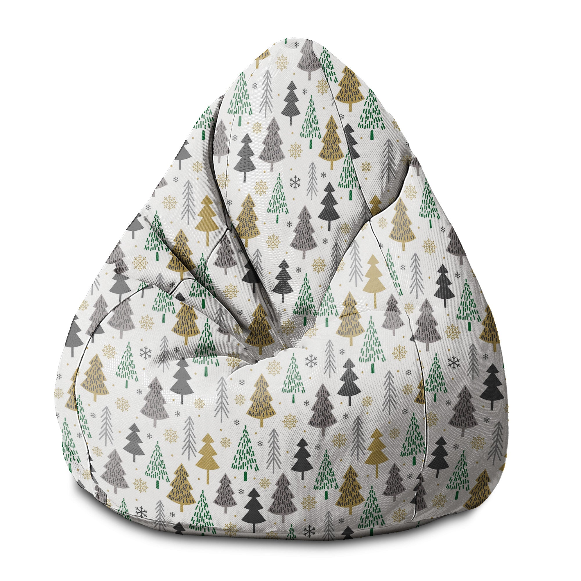 Pearshape Pouf Gold and Green Christmas Trees-S-Oxford