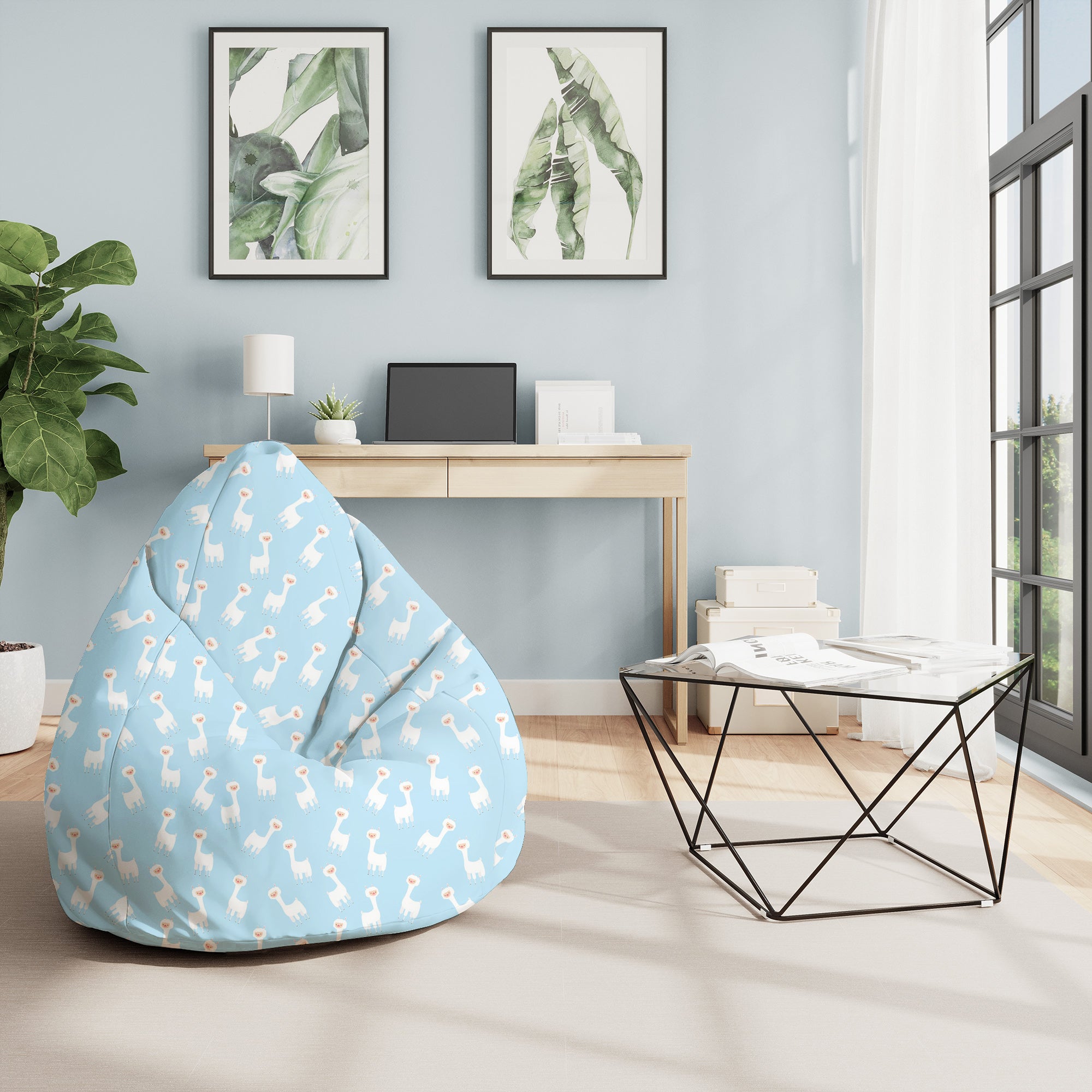 Pearshape Pouf Llama Blue-M-Oxford