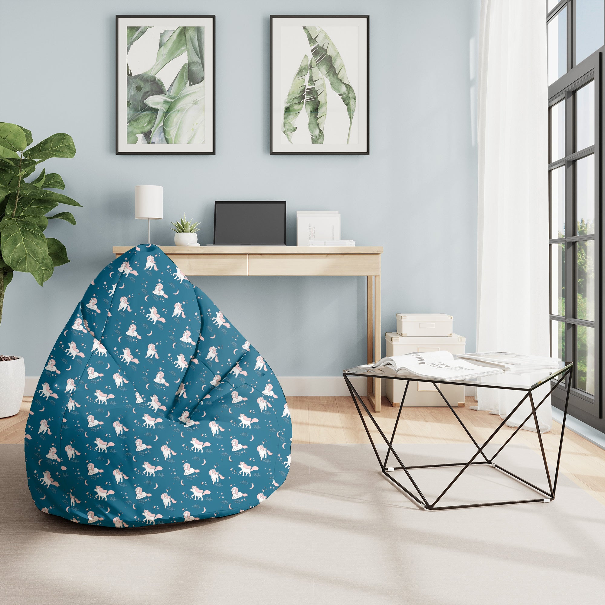 Sitzsack Birnenform Magisches Pinkes Einhorn-M-Samt