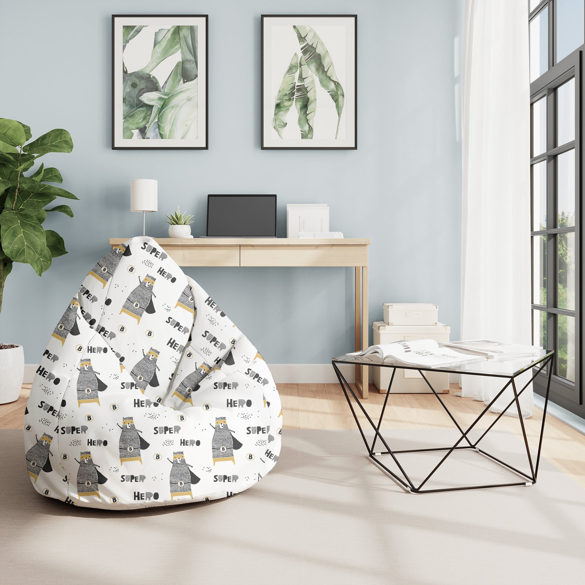 Sitzsack Birnenform Miś Superbohater-M-Samt