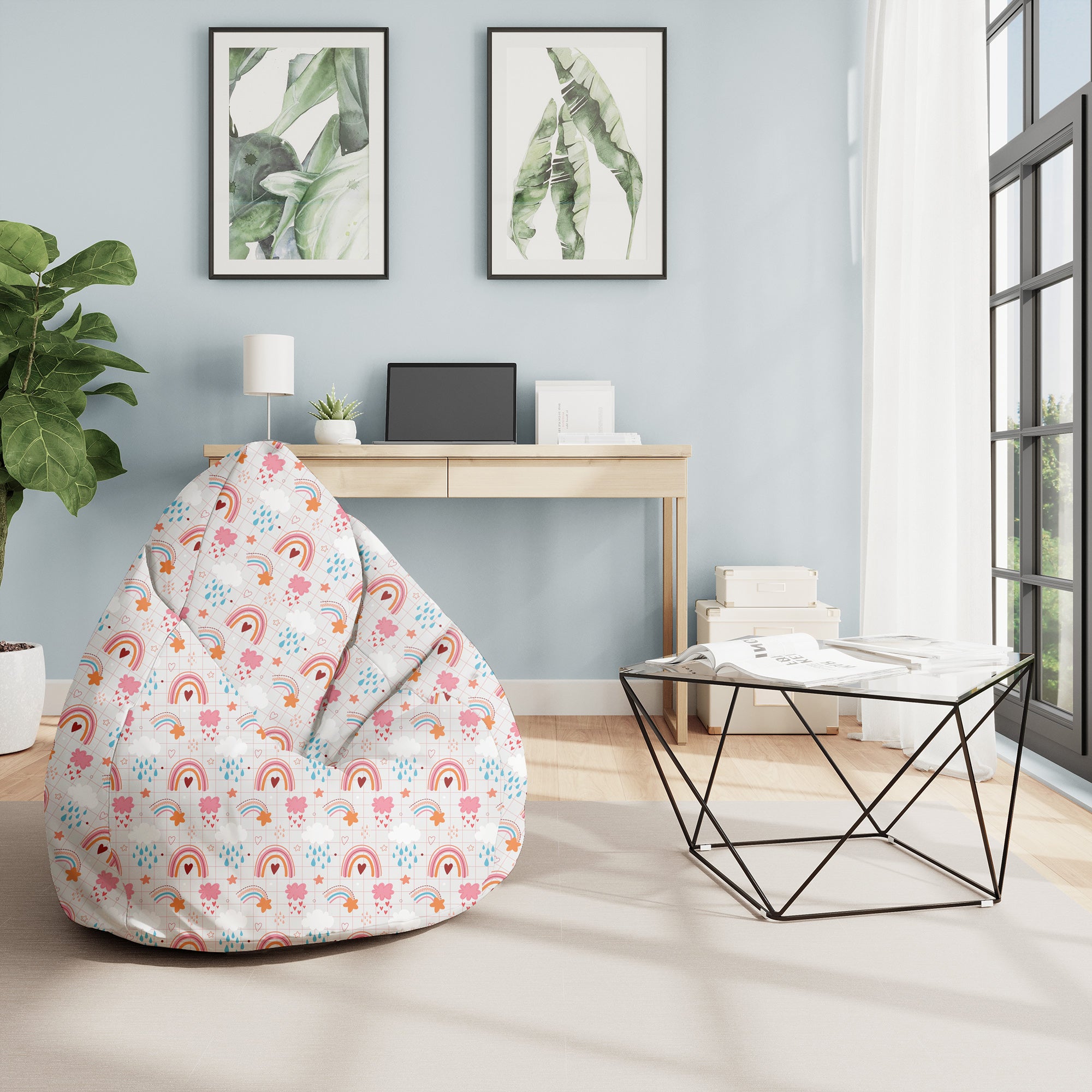 Puf Birnenform Pink Rainbow-M-Samt