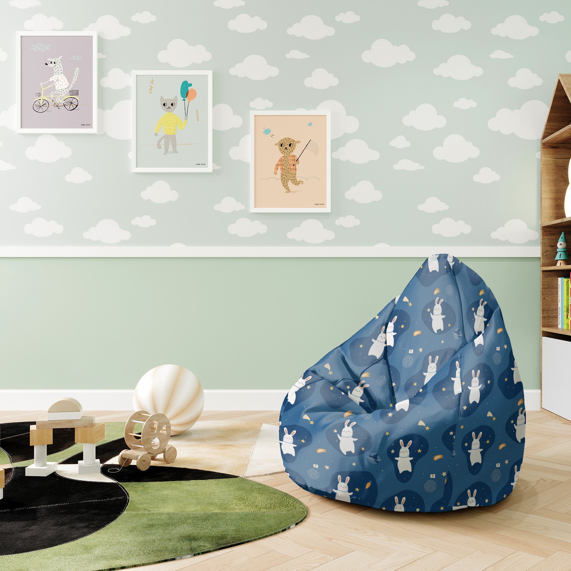 Puf Birnenform Hase im Weltraum-S-Oxford