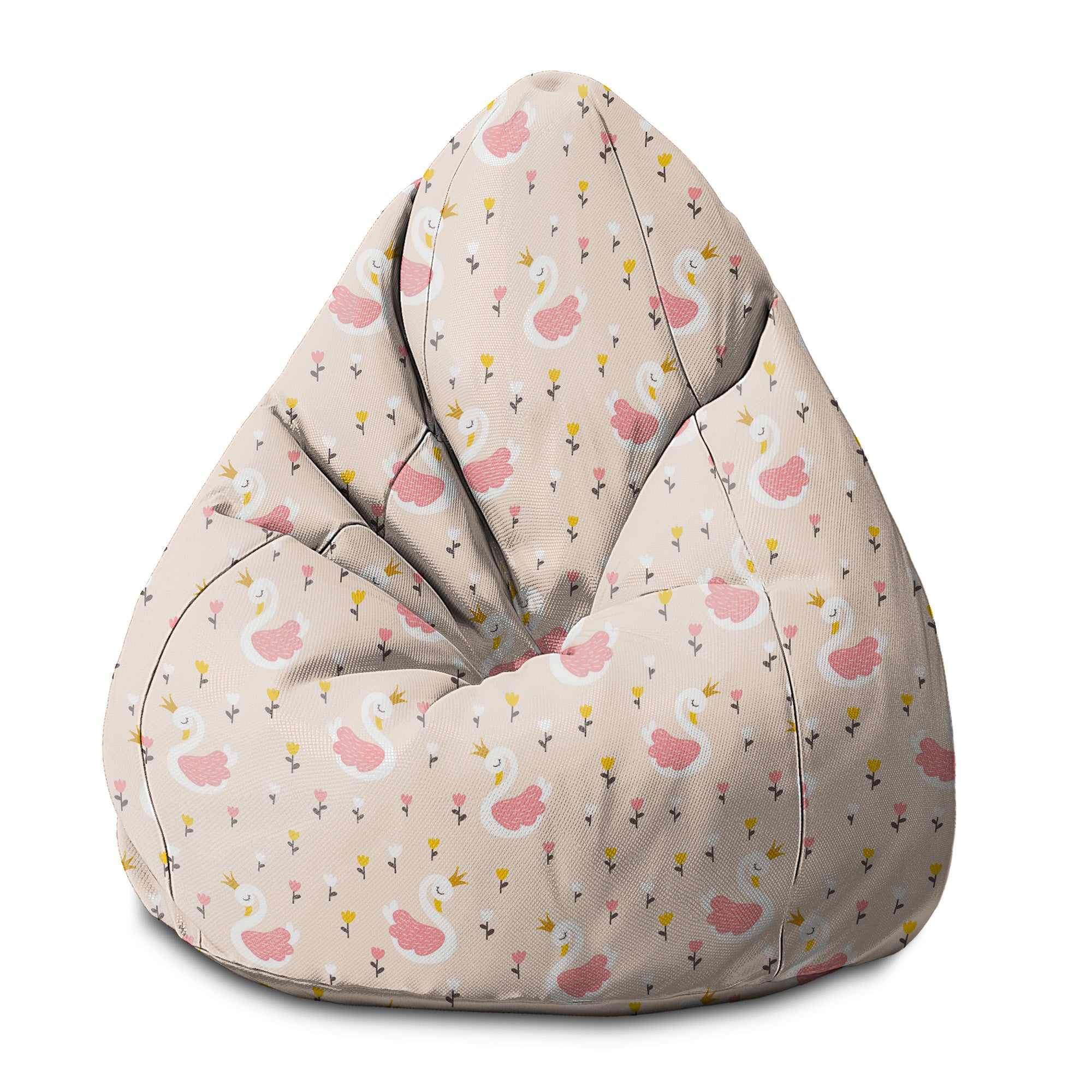 Puf Birnenform Schwan mit Tulpenblumen