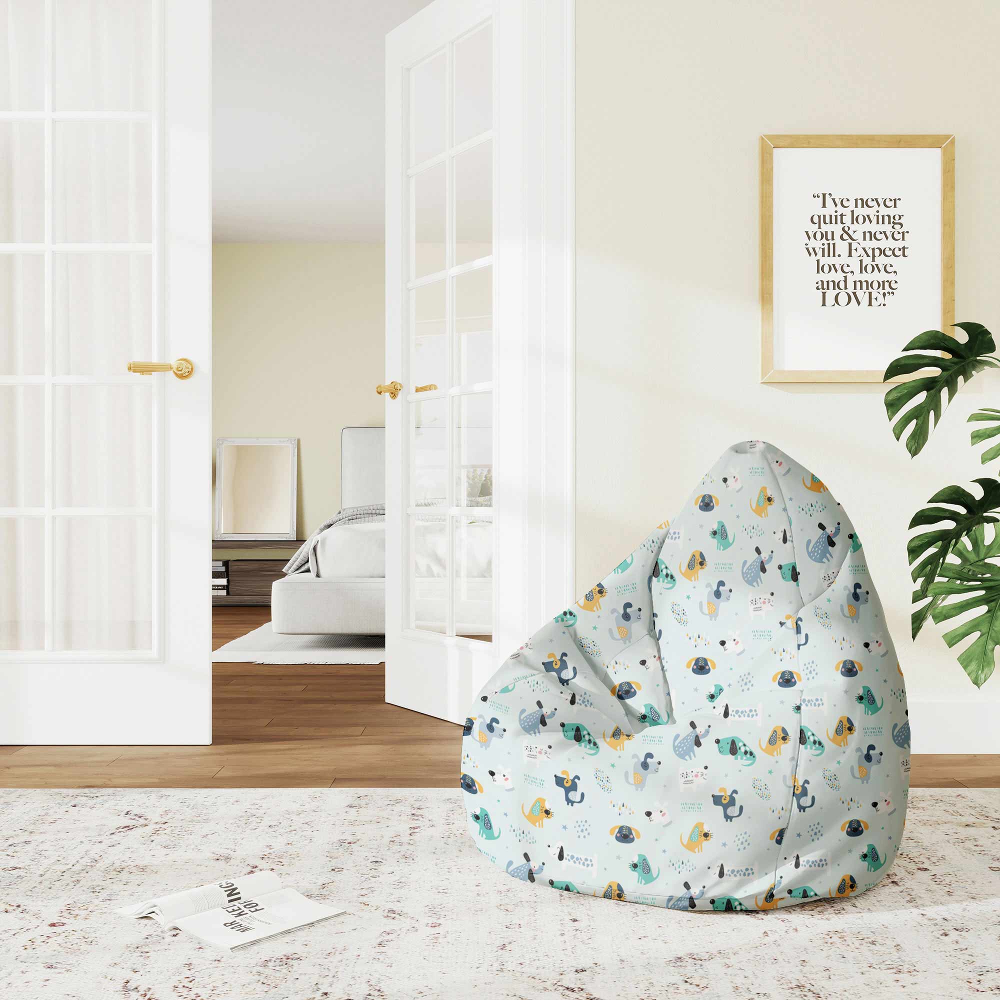 Puf Birnenform Cartoon Bunte Hunde-M-Oxford