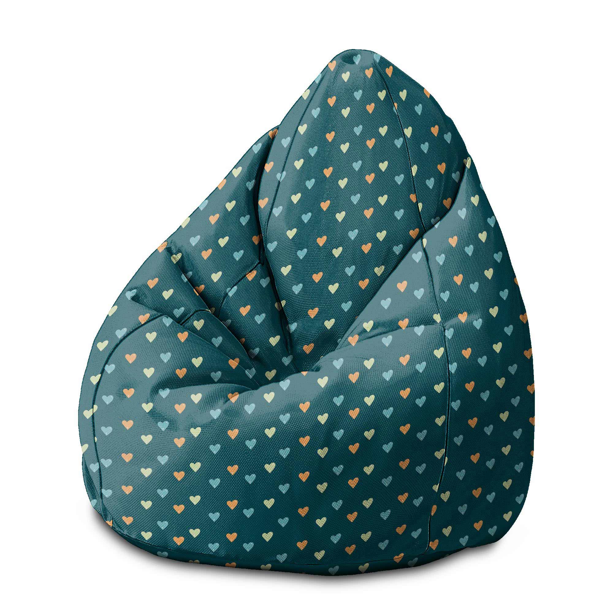 Pear-shaped Pouf Colorful Hearts-M-Oxford