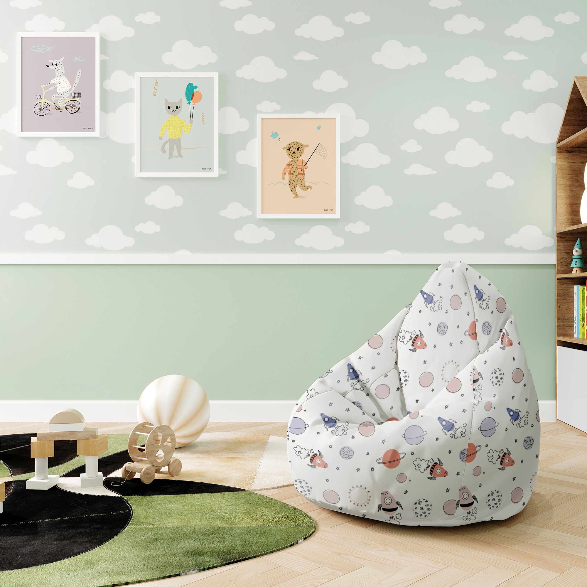 Puf Birnenform Cartoon Galaxie-S-Samt