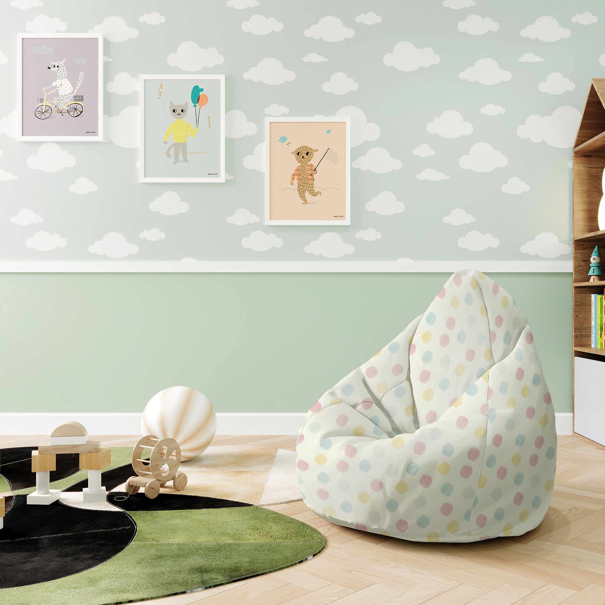 Puf Birnenform Pastell Flecken