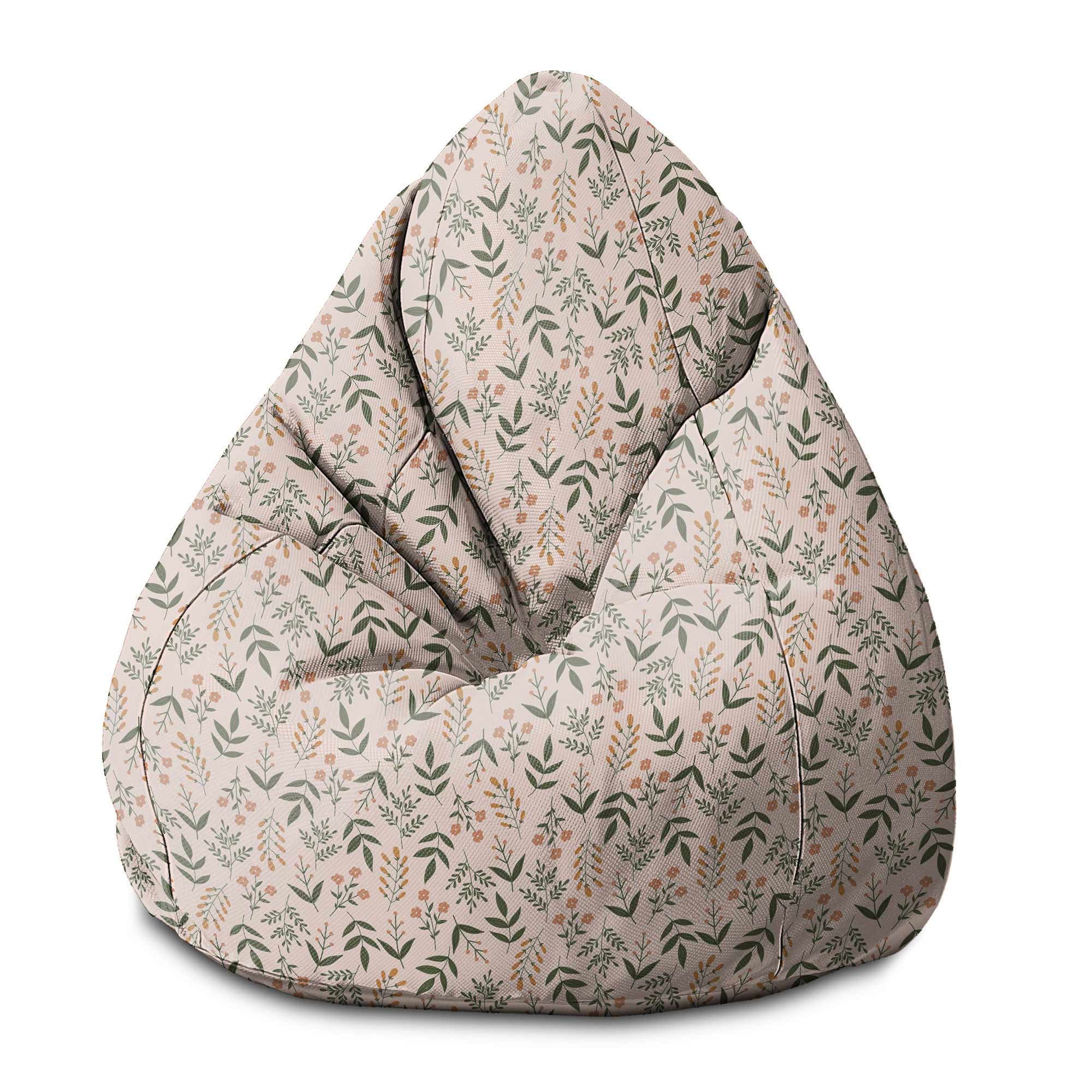 Puf Birnenform Botanisches Beige Muster