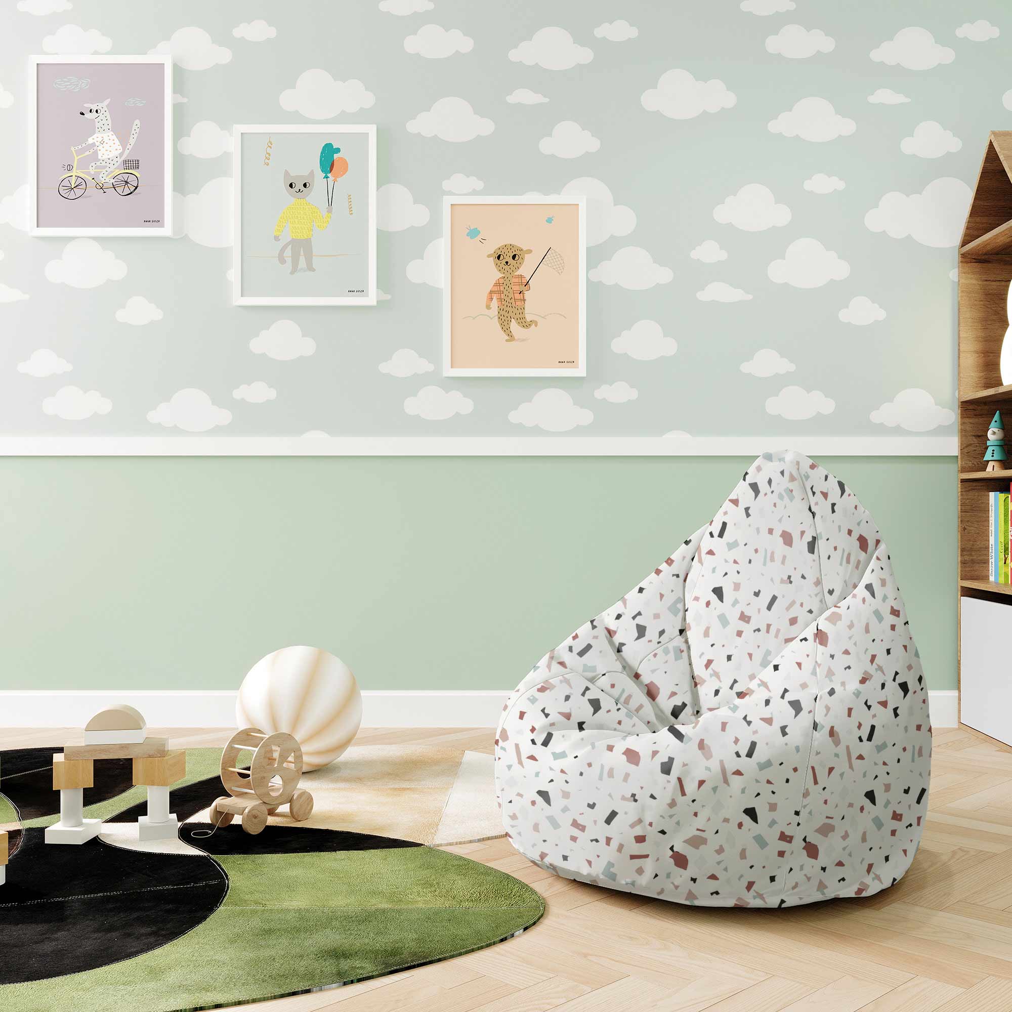 Pearshape Brown Terrazzo Pouf-S-Velvet