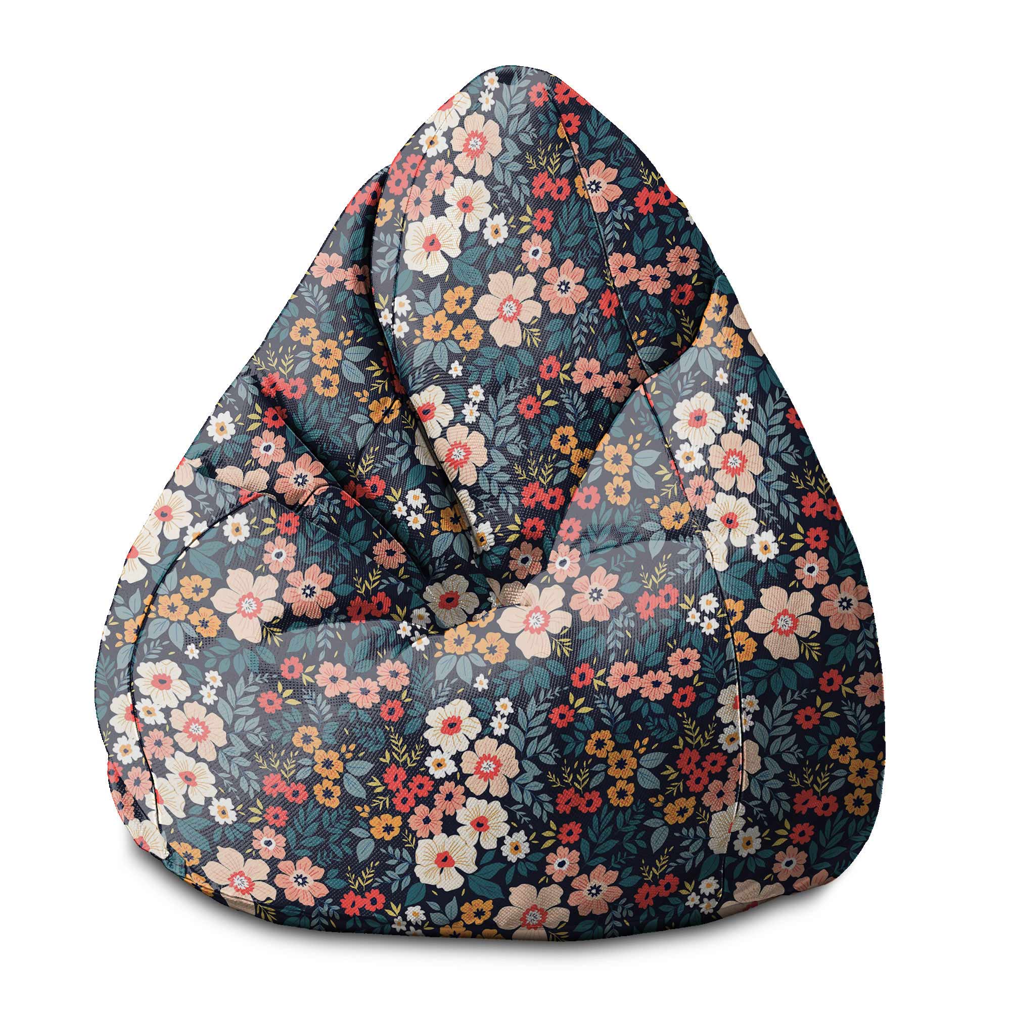 Puf Pearshape Bunte Blumen