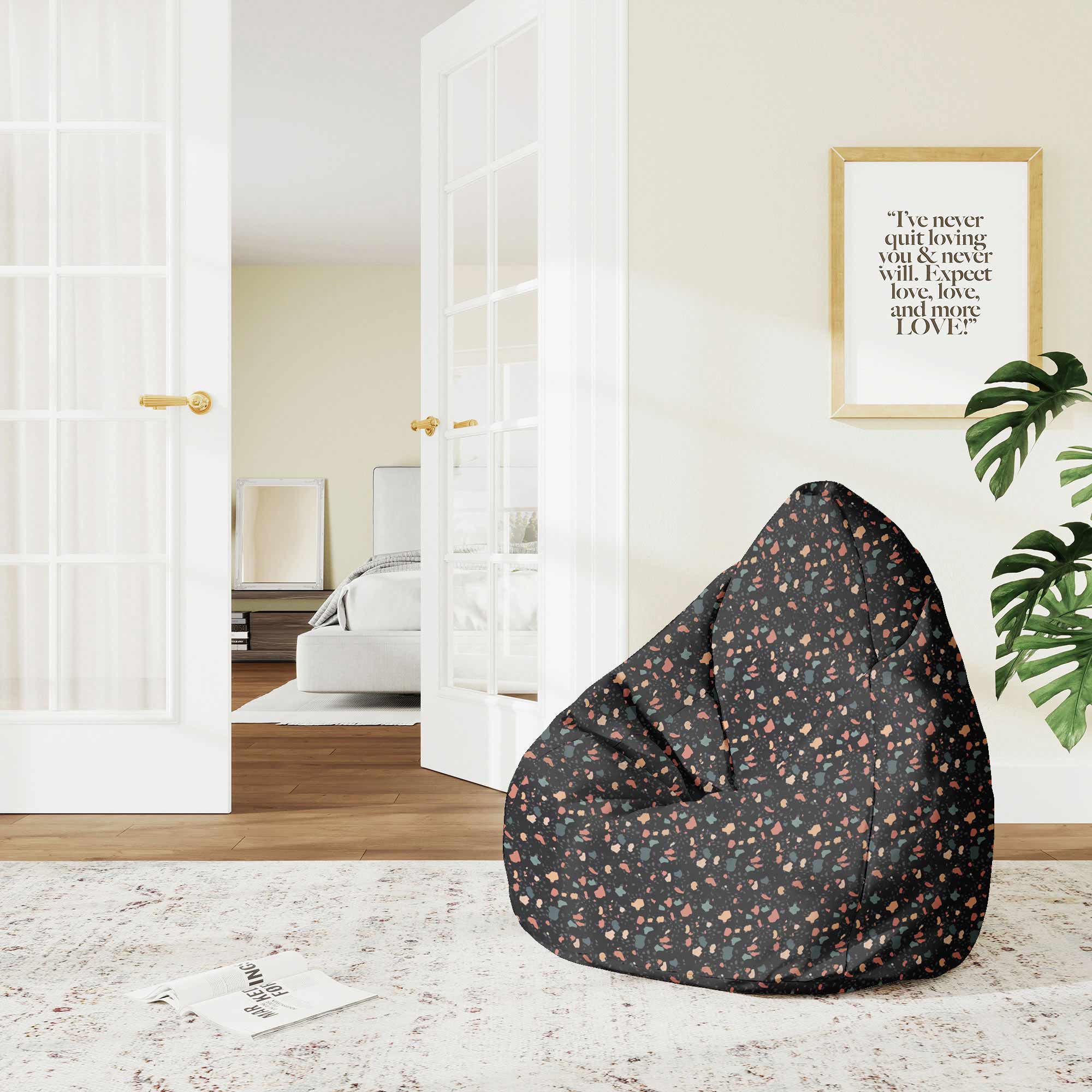 Puf Pearshape Dunkler Terrazzo-M-Samt