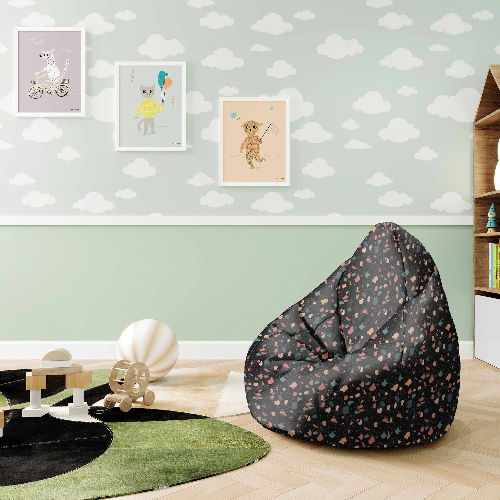 Puf Pearshape Dunkler Terrazzo