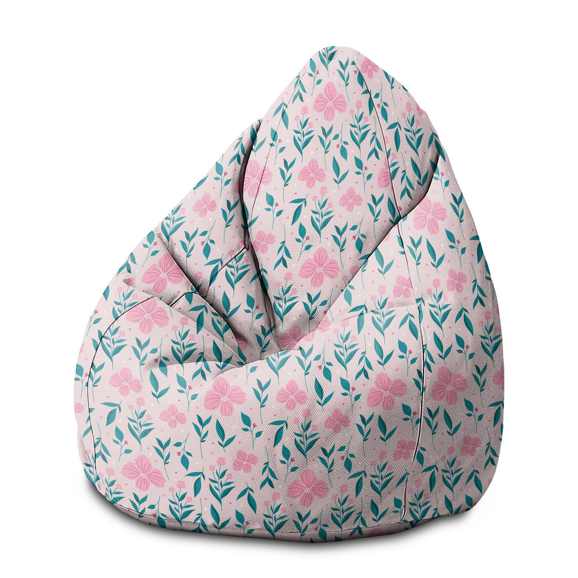 Puf Birnenform Zarte Rosa Blumen-M-Samt