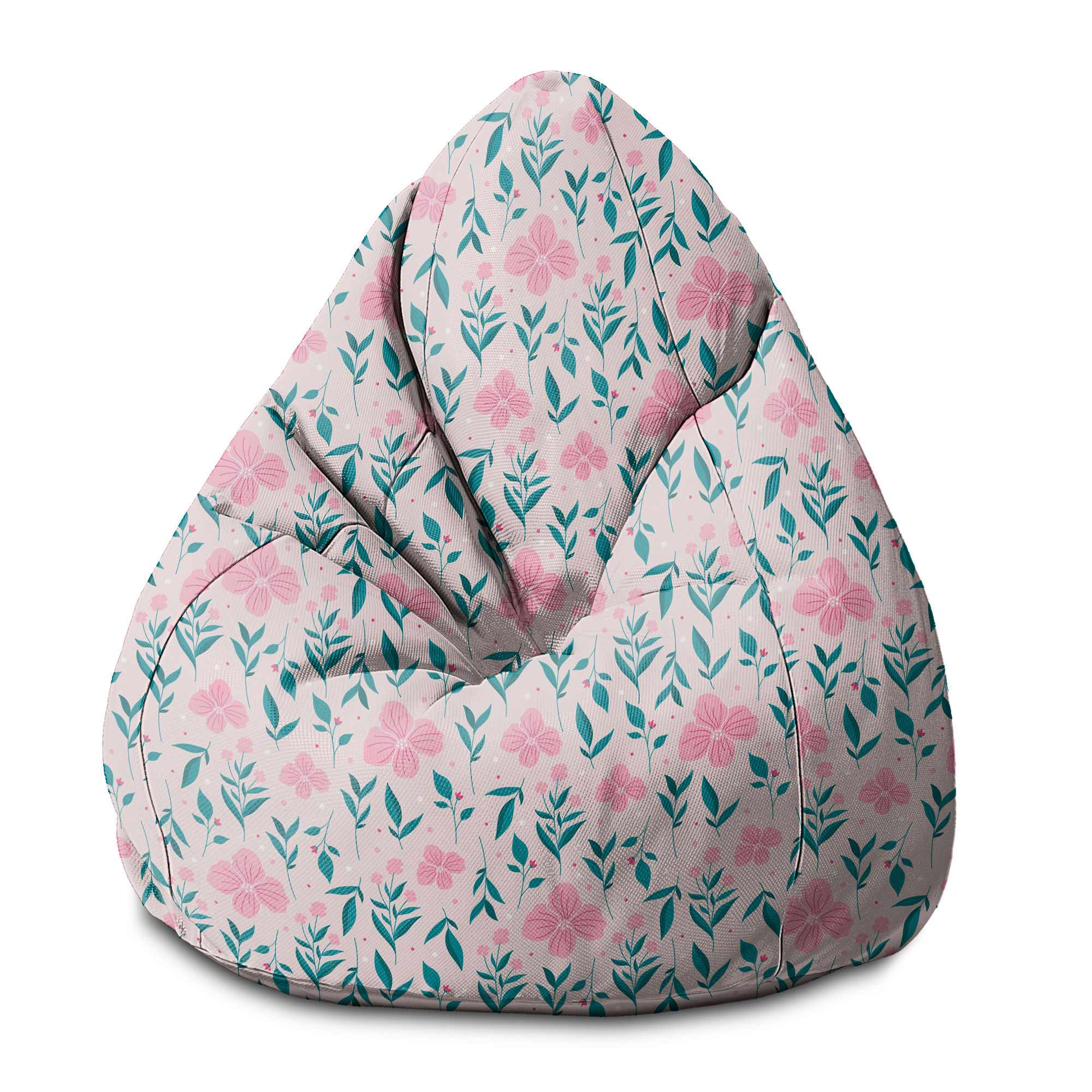 Puf Pearshape Delicate Pink Flowers-M-Oxford