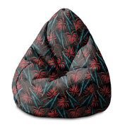 Pearshape Pouf Exotic Leaves on Dark-S-Oxford