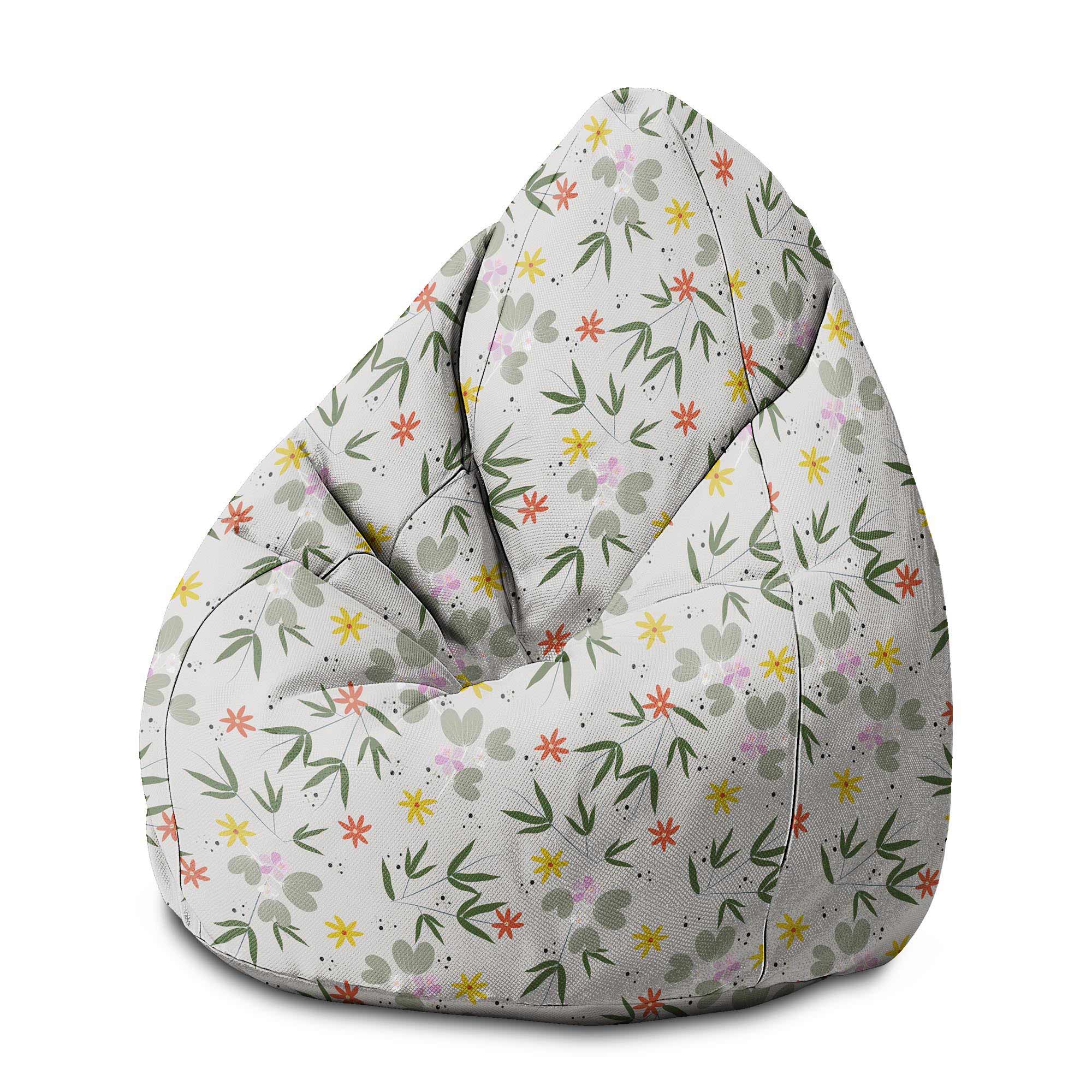 Pearshape Flower Doodling Pouf-M-Oxford