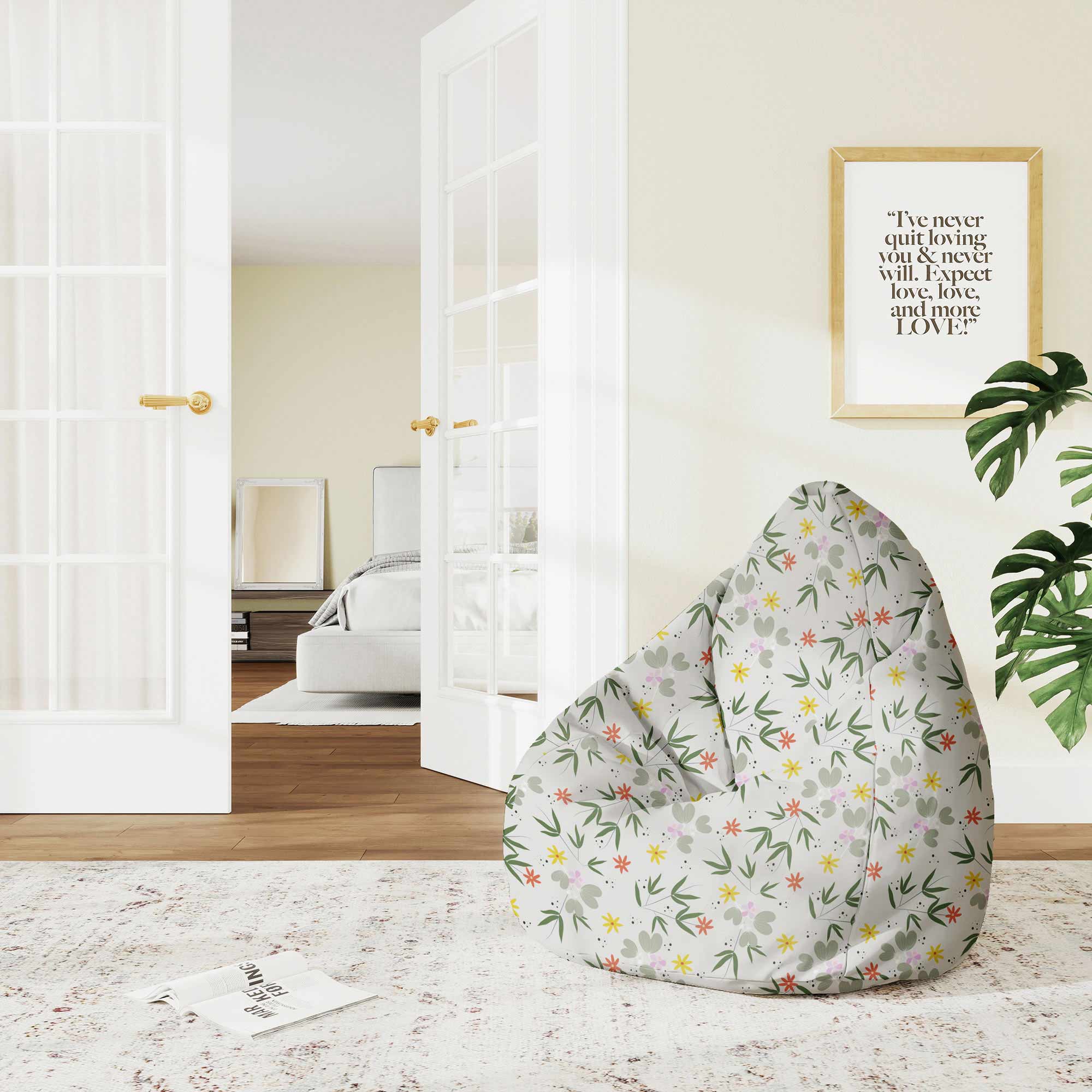 Pearshape Flower Doodling Pouf-M-Oxford