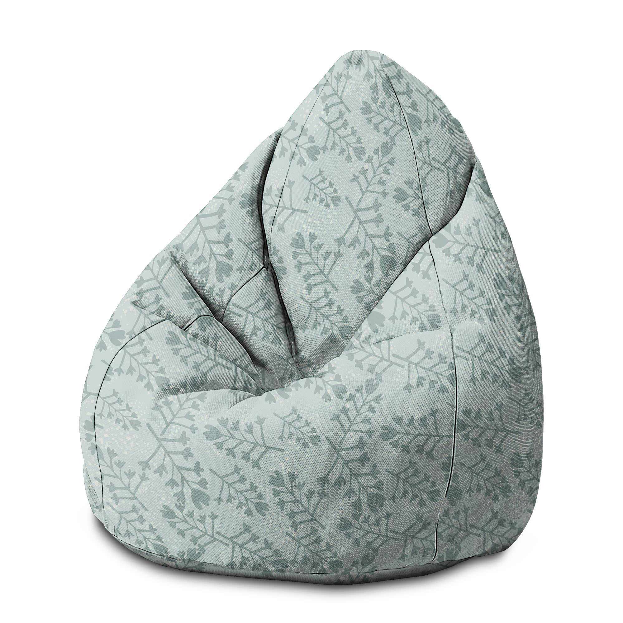 Pearshape Flowers and Branches Pattern Pouf-M-Oxford