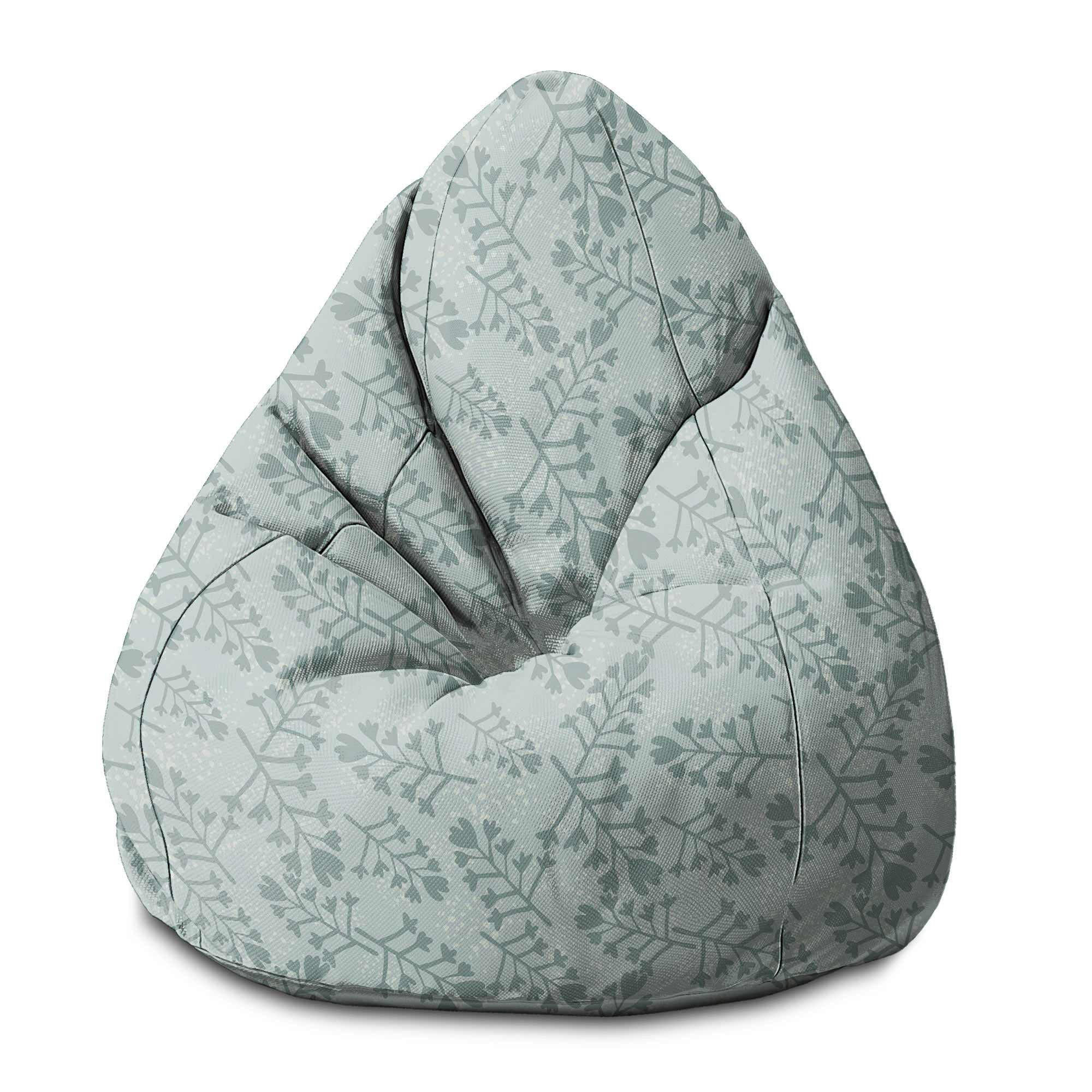 Pearshape Flowers and Branches Pattern Pouf-S-Oxford