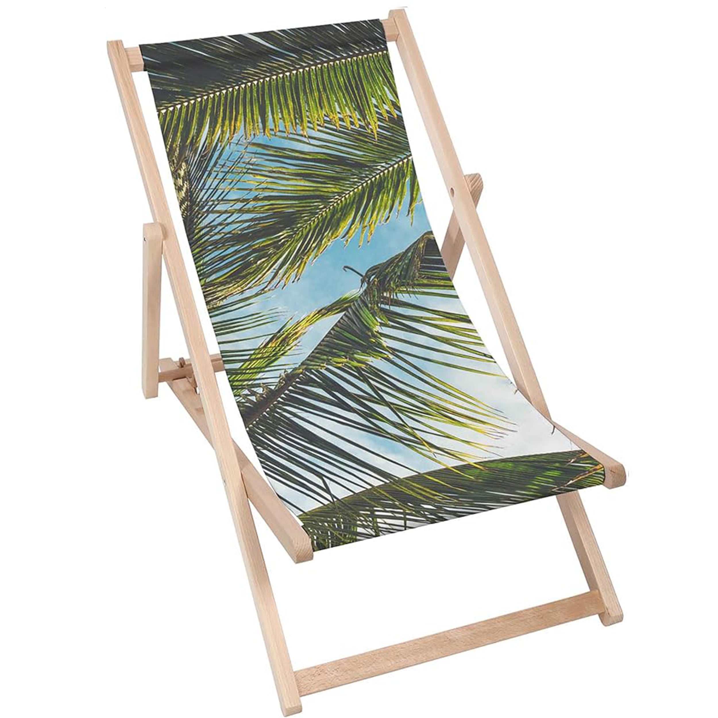 Holzliegestuhl Palmblätter