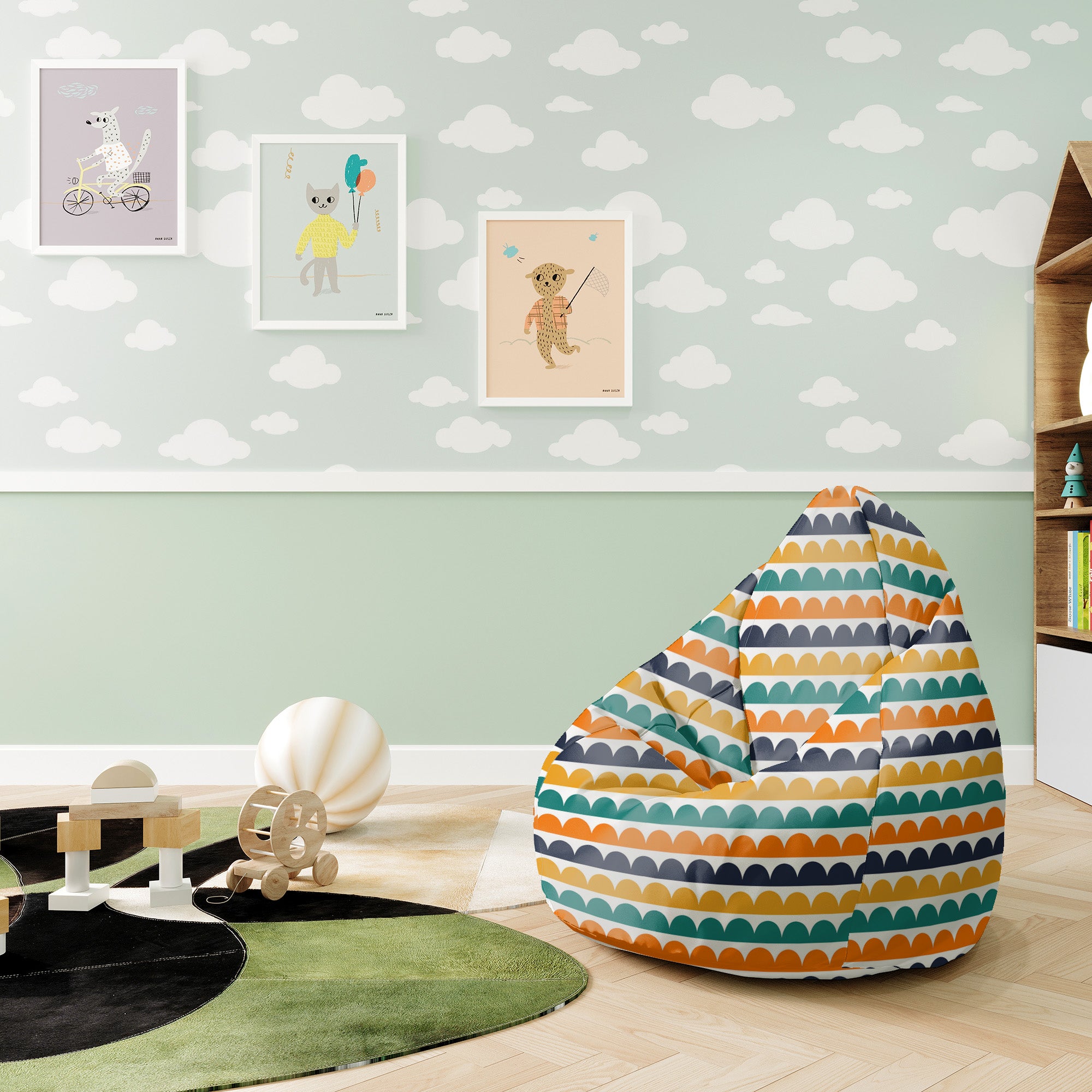 Puf Pearshape Abstract Half Dots-S-Velvet