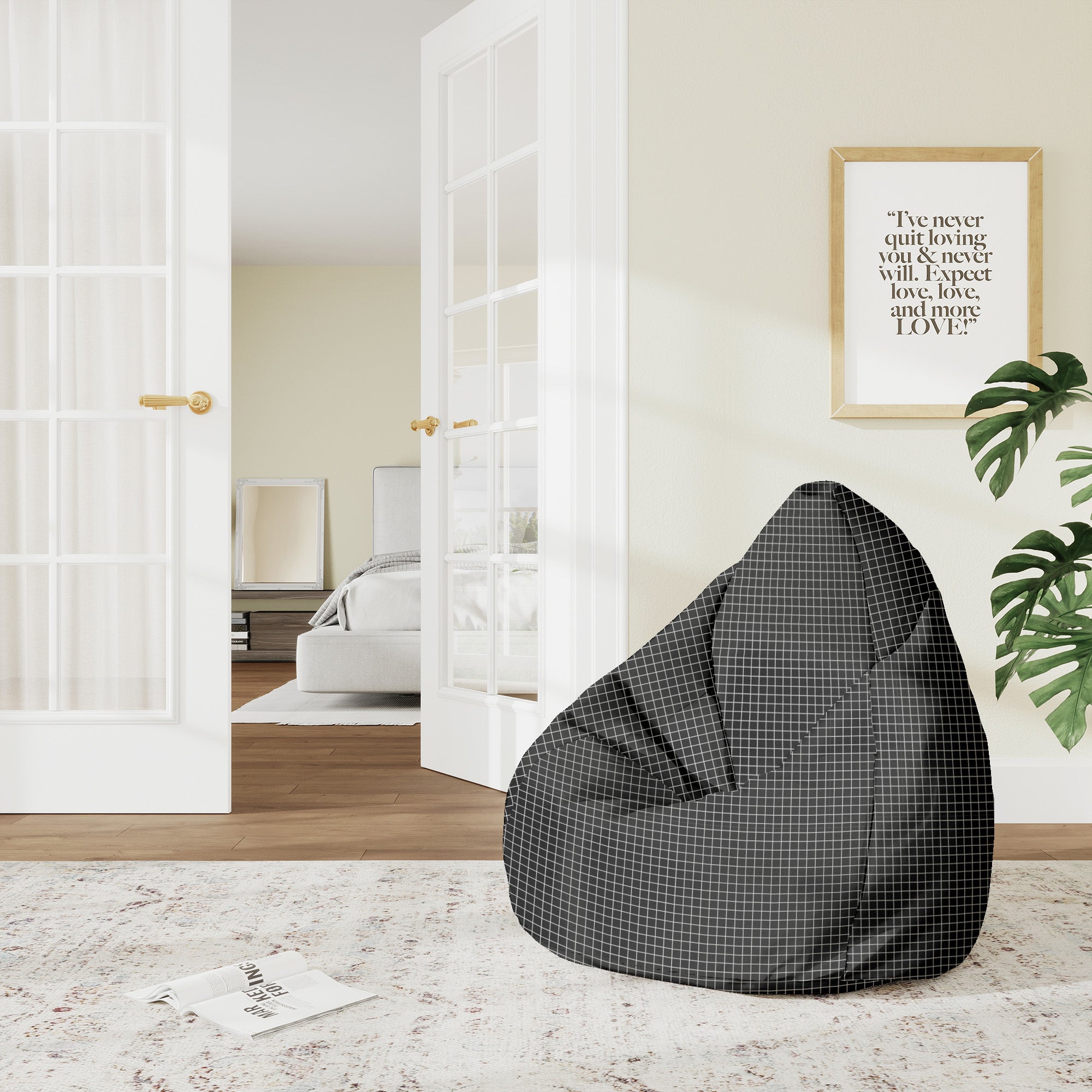 Sitzpouf Birnenform Ästhetisches Raster-M-Samt