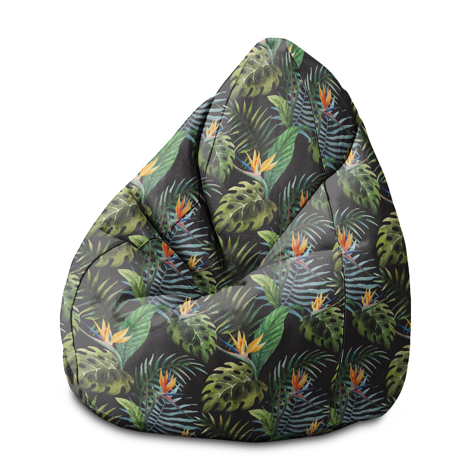 Sitzpouf Birnenform Aquarell auf Schwarz-M-Oxford