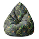 Sitzpouf Birnenform Aquarell auf Schwarz-S-Samt