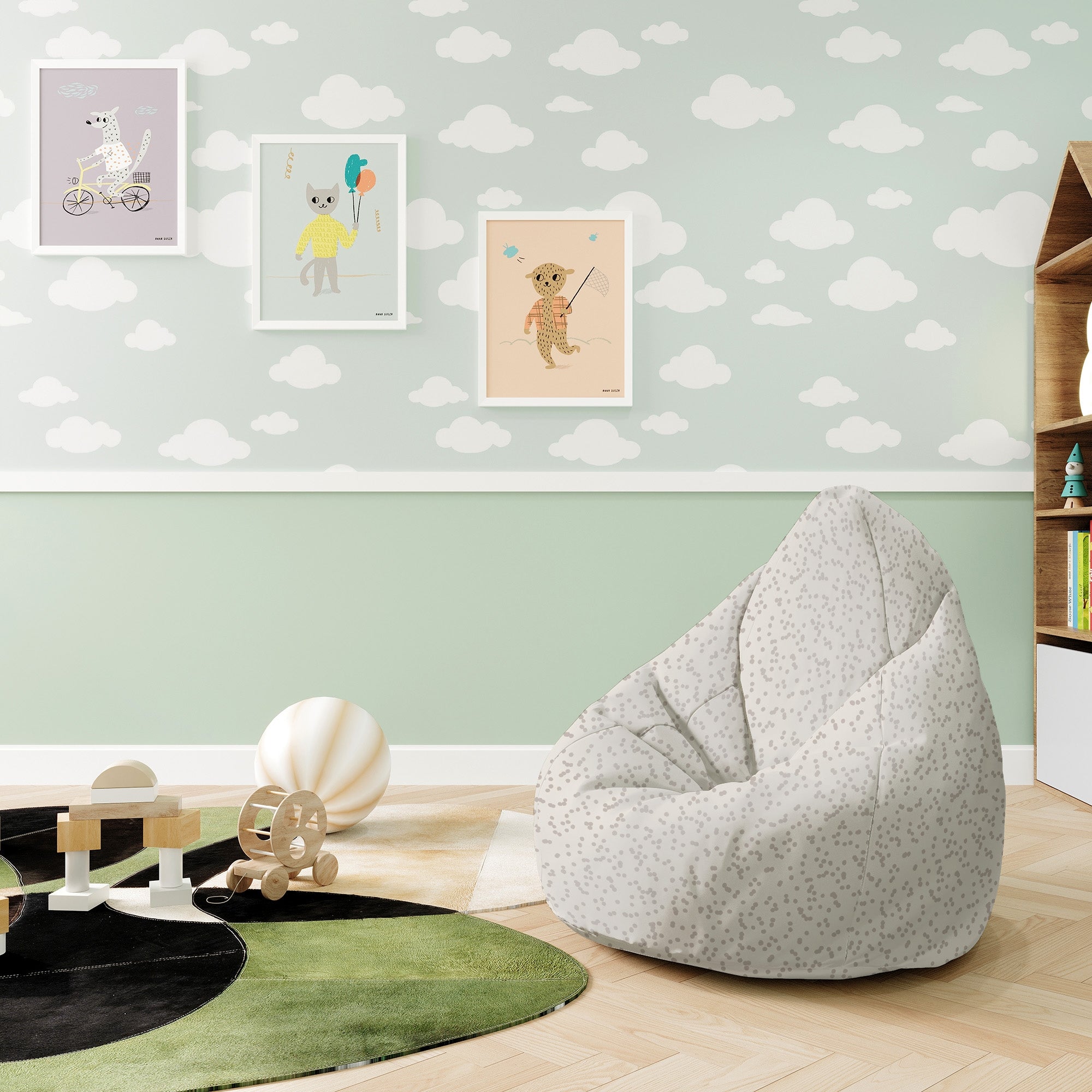 Pearshape Pouf Beige Dots