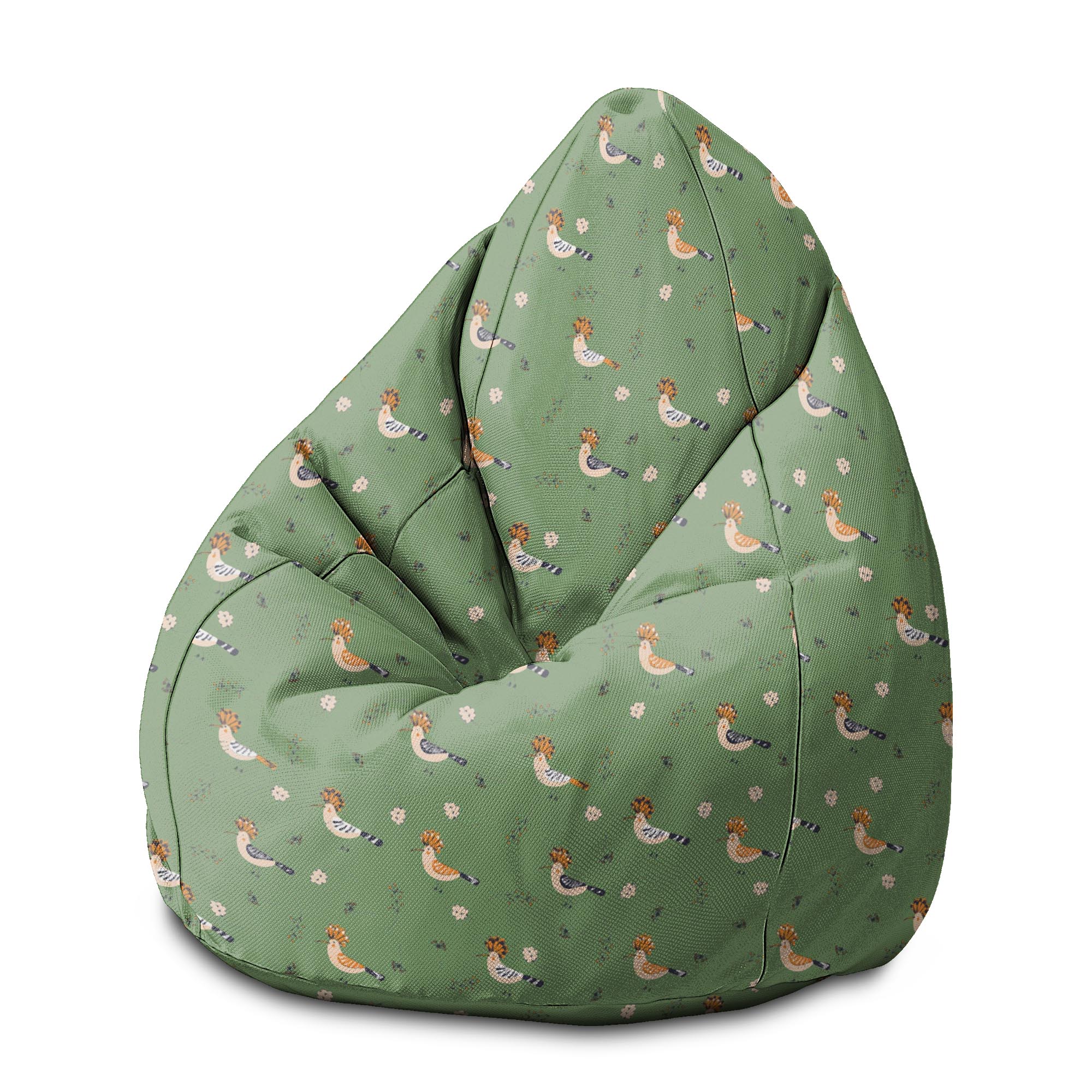 Puf Birnenform Vögel und Beeren-M-Samt