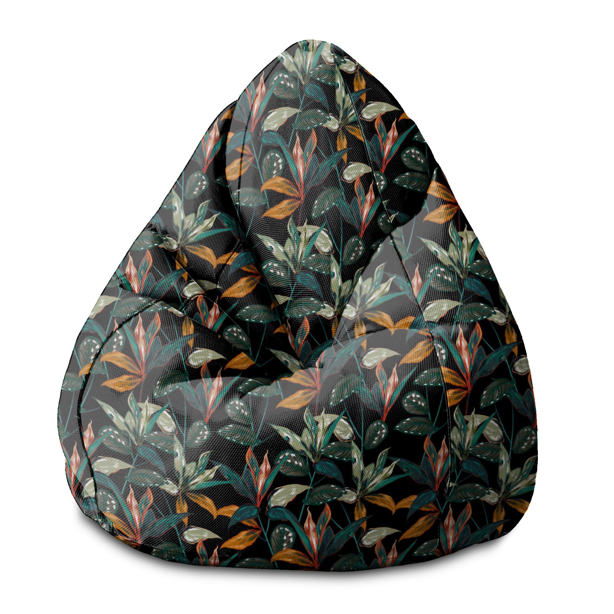 Pearshape Pouf Black Tropical Forest-S-Velvet