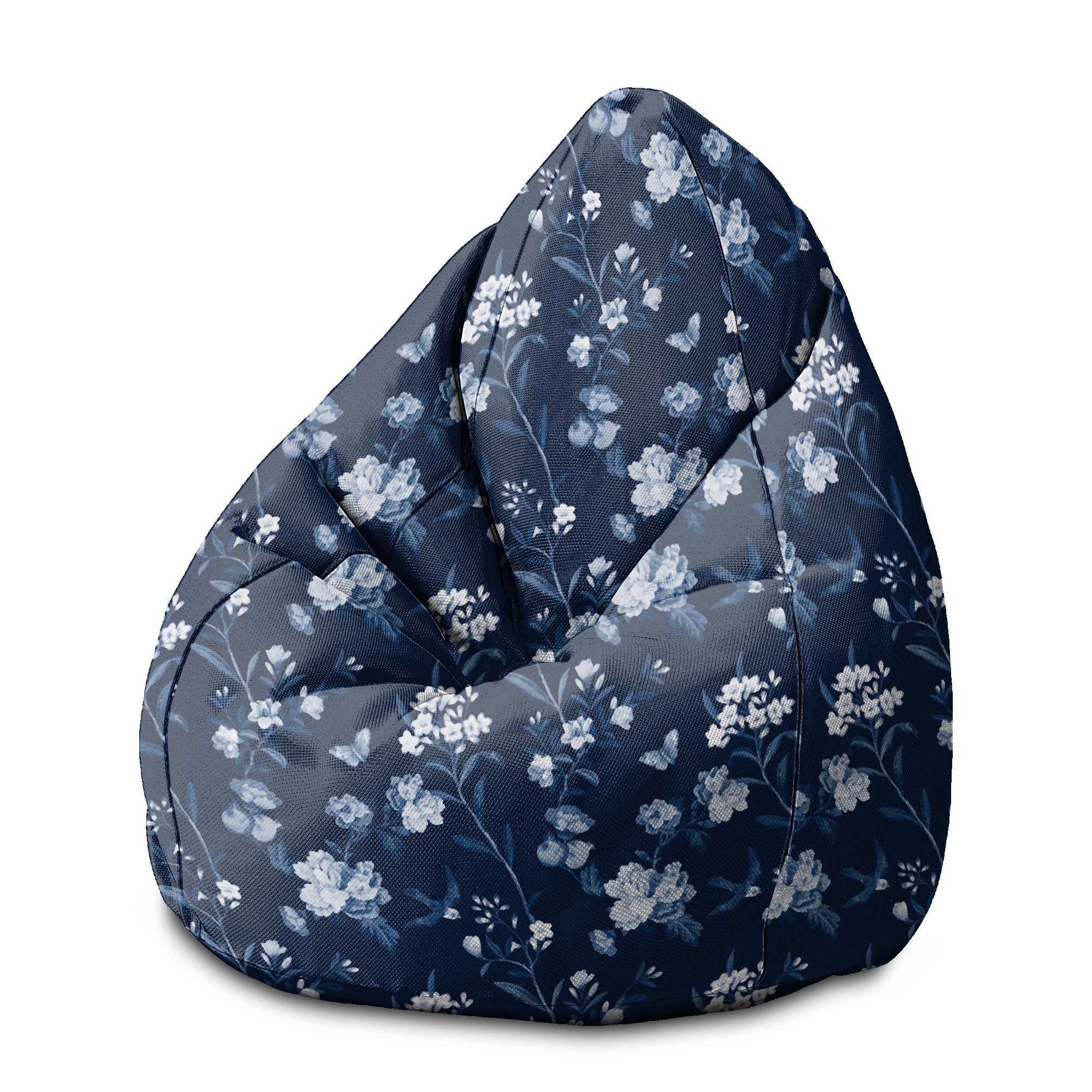 Puf Birnenform Blau Botanisch-M-Samt