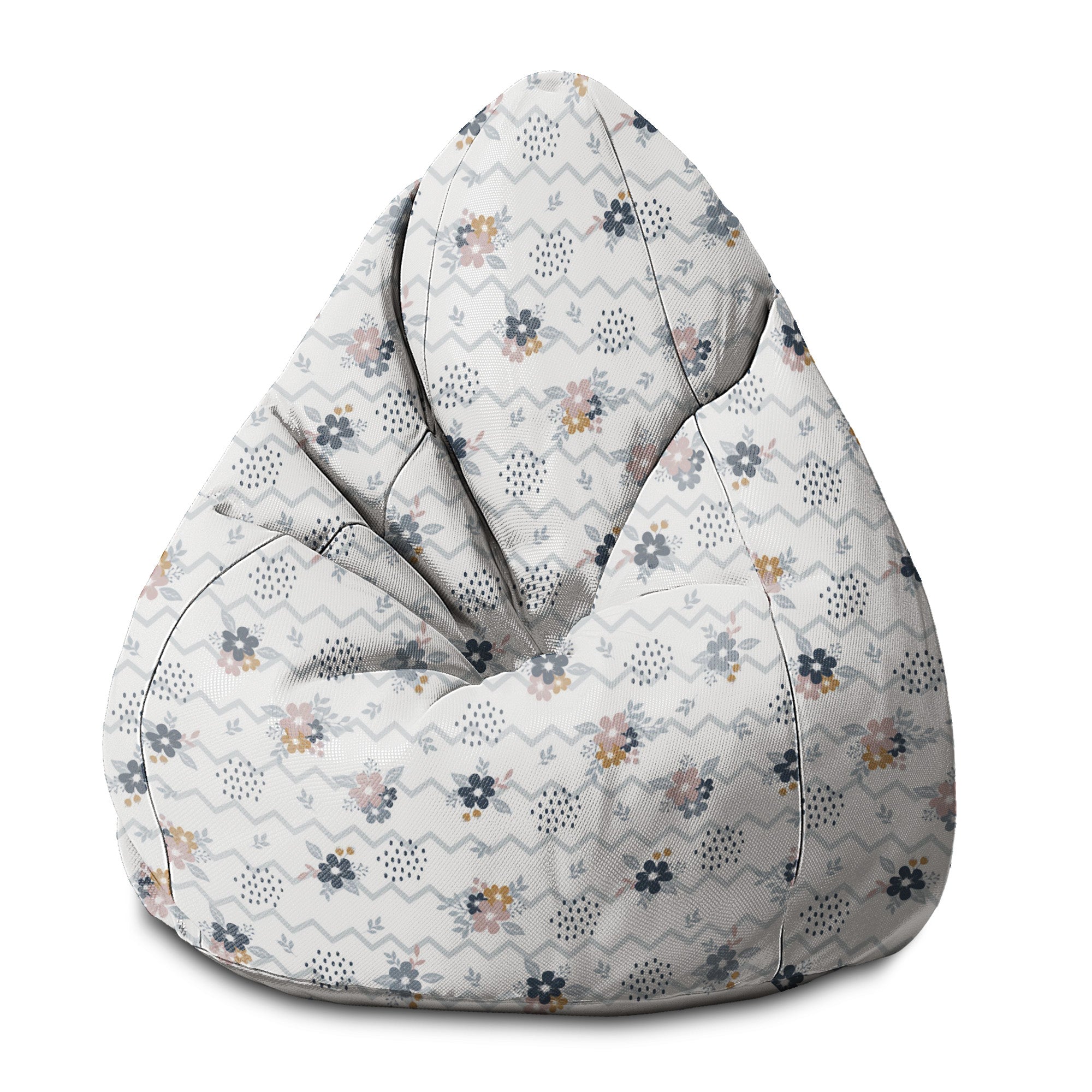 Puf Birnenform Chevron und Blumen