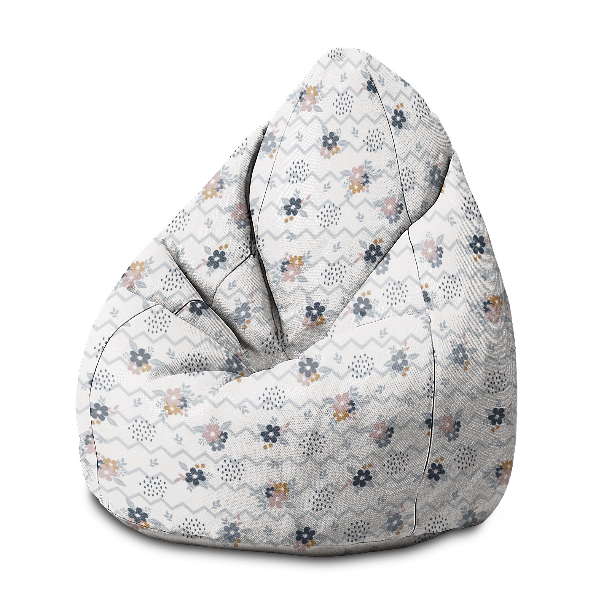 Puf Birnenform Chevron und Blumen-M-Oxford