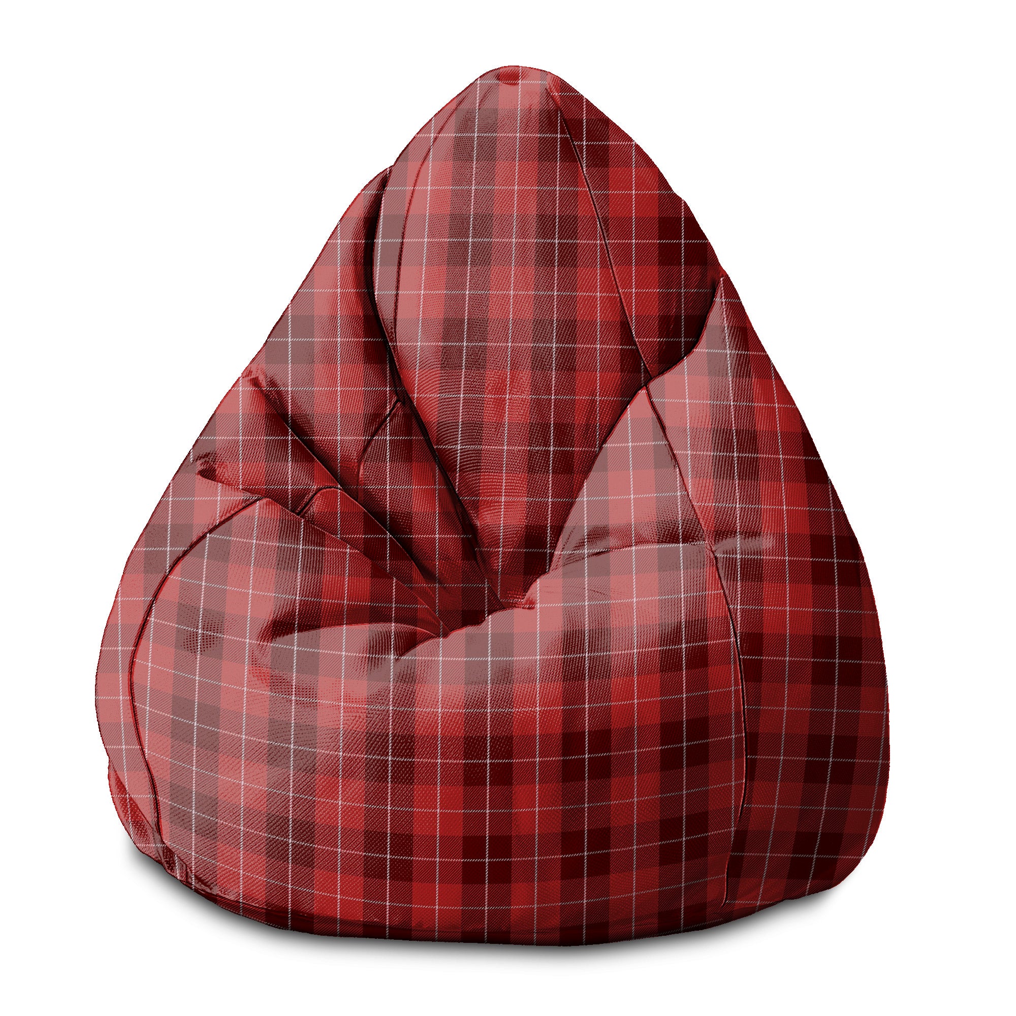 Sedací vak Pearshape Vianočný červený kockovaný