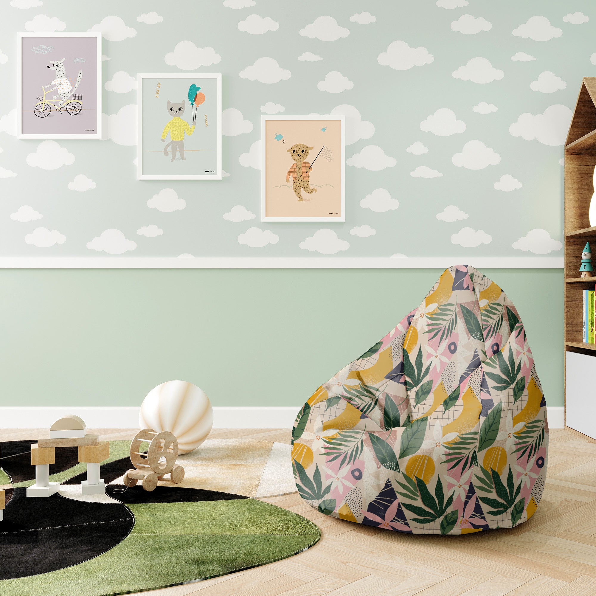 Puf Birnenform Collage Floral