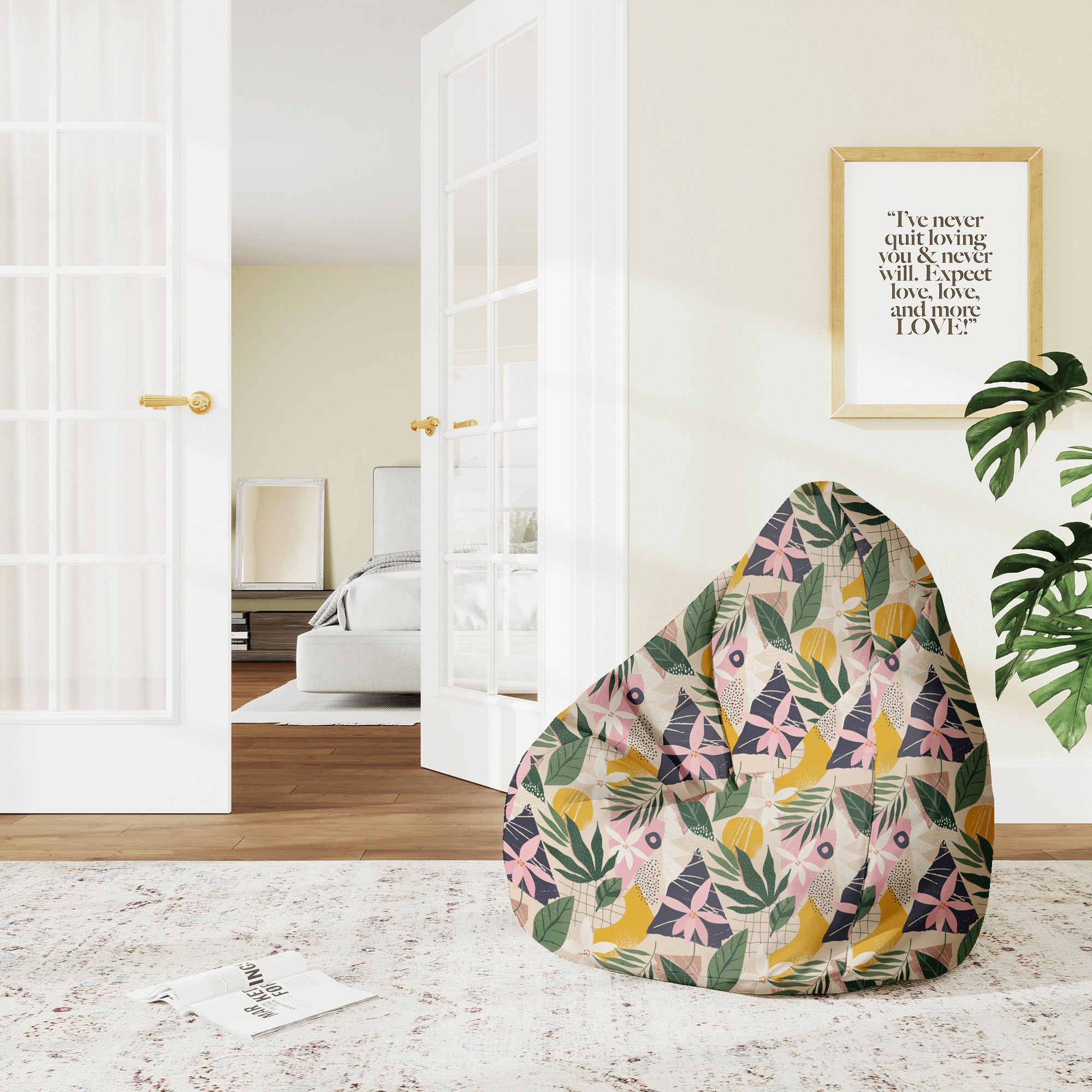 Puf Birnenform Collage Floral-M-Samt