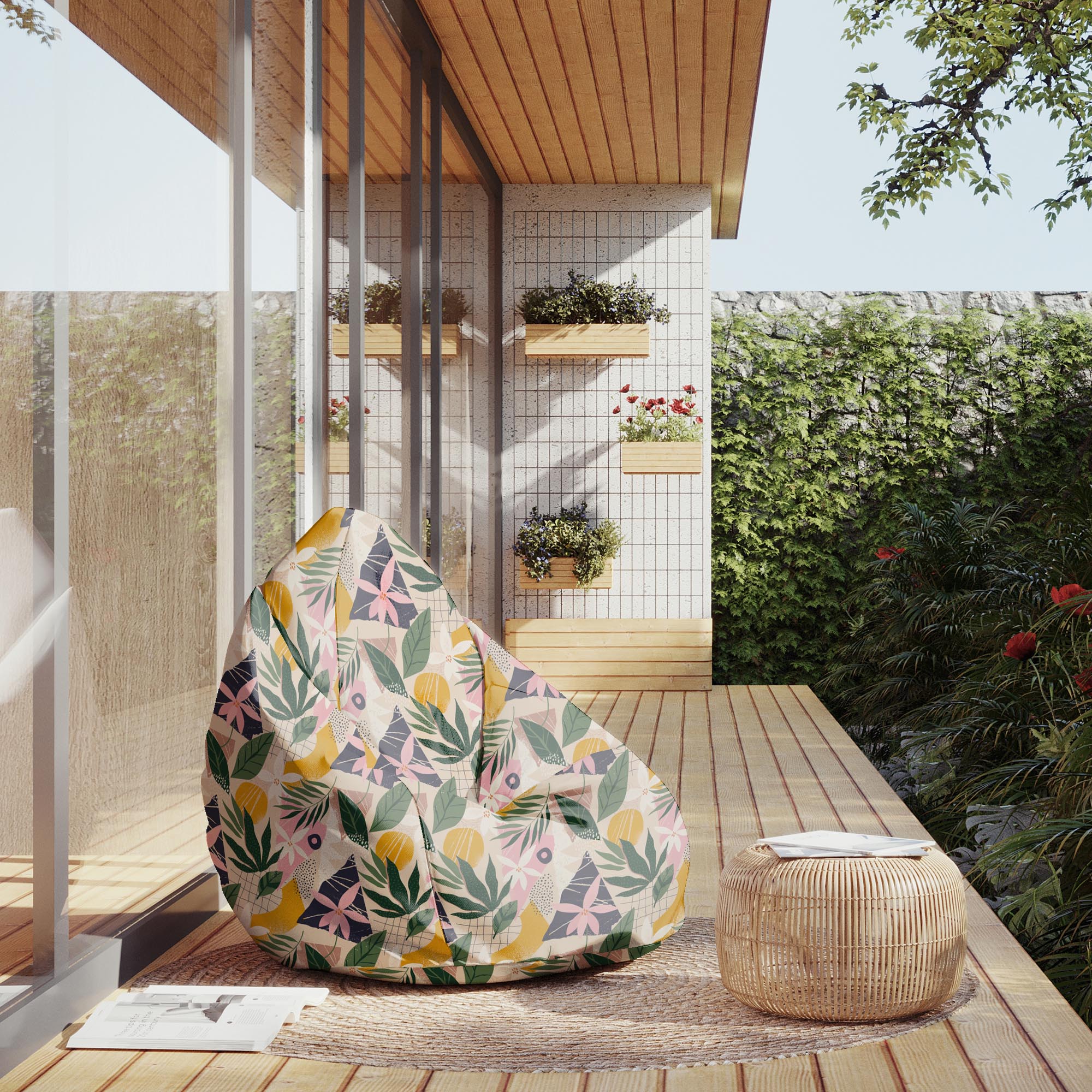 Puf Birnenform Collage Floral-M-Samt