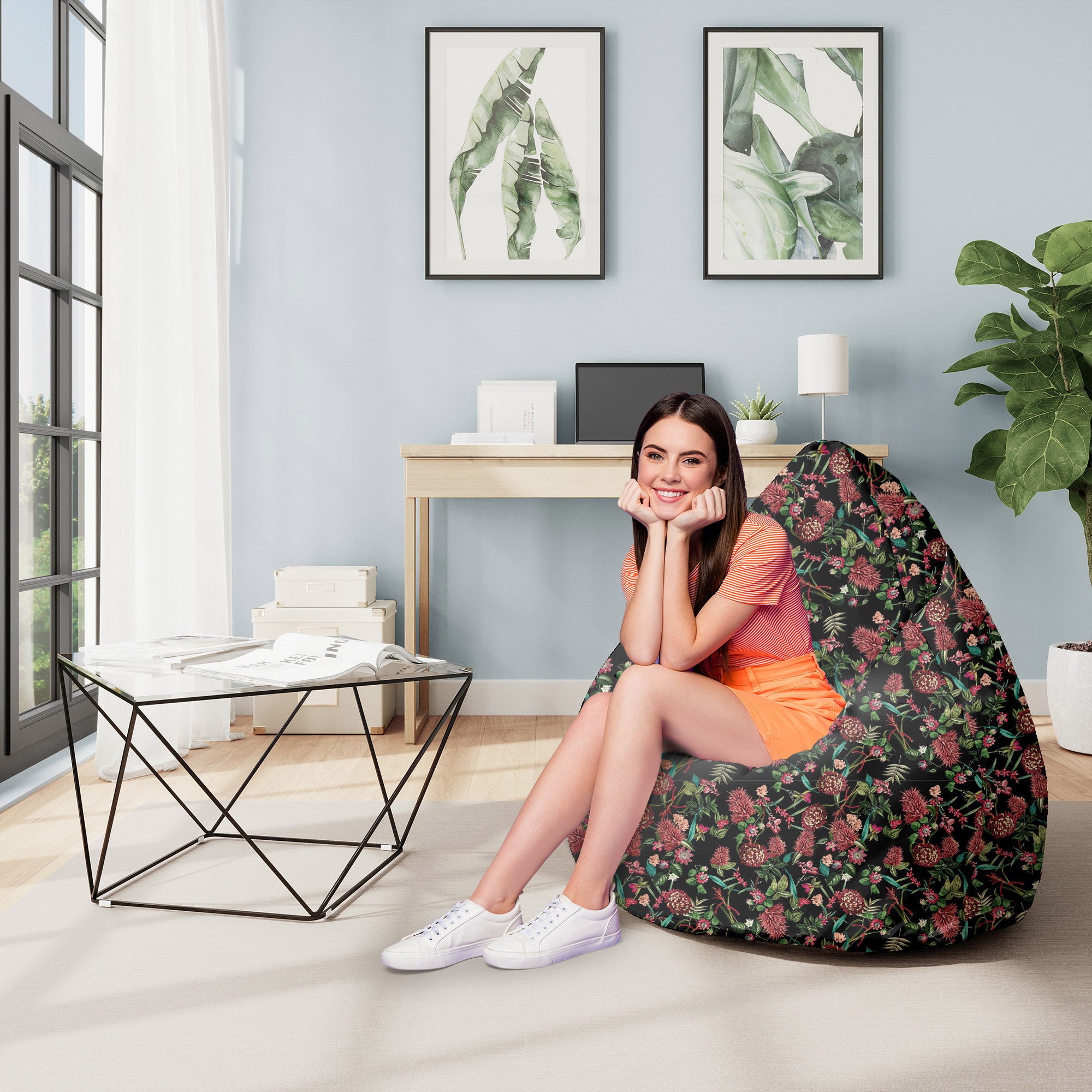 Puf Pearshape Dark Jungle Red-M-Velvet