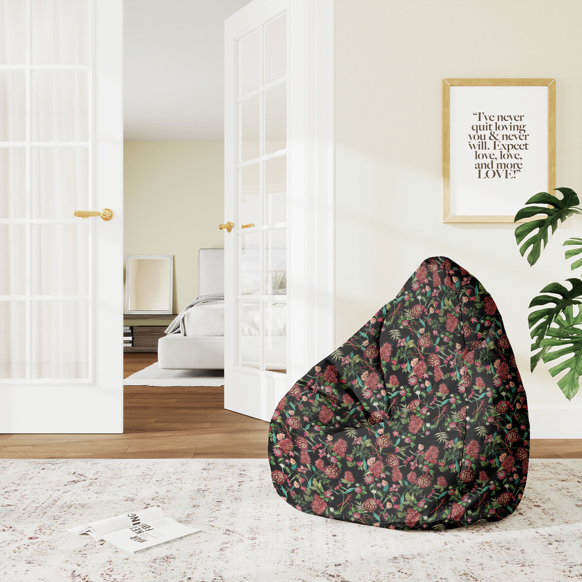 Puf Pearshape Dark Jungle Red-M-Velvet