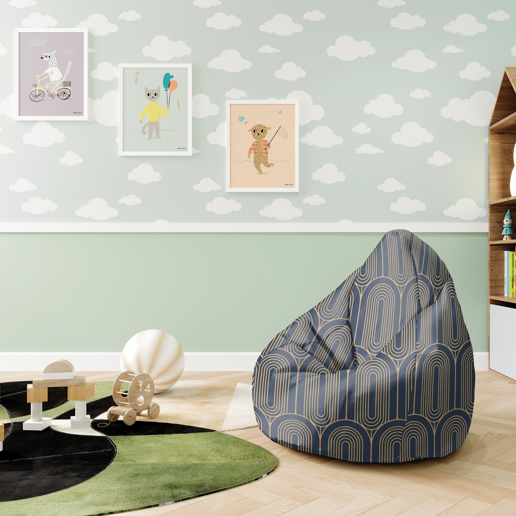 Puf Birnenform Deco Muster-S-Oxford