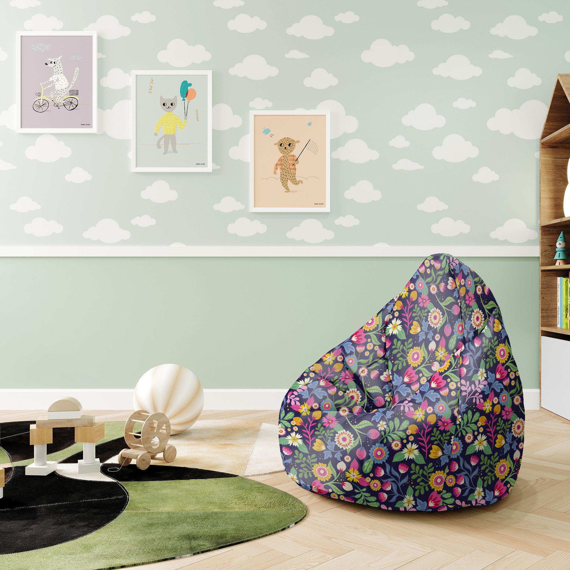 Puf Birnenform Exotisch Floral