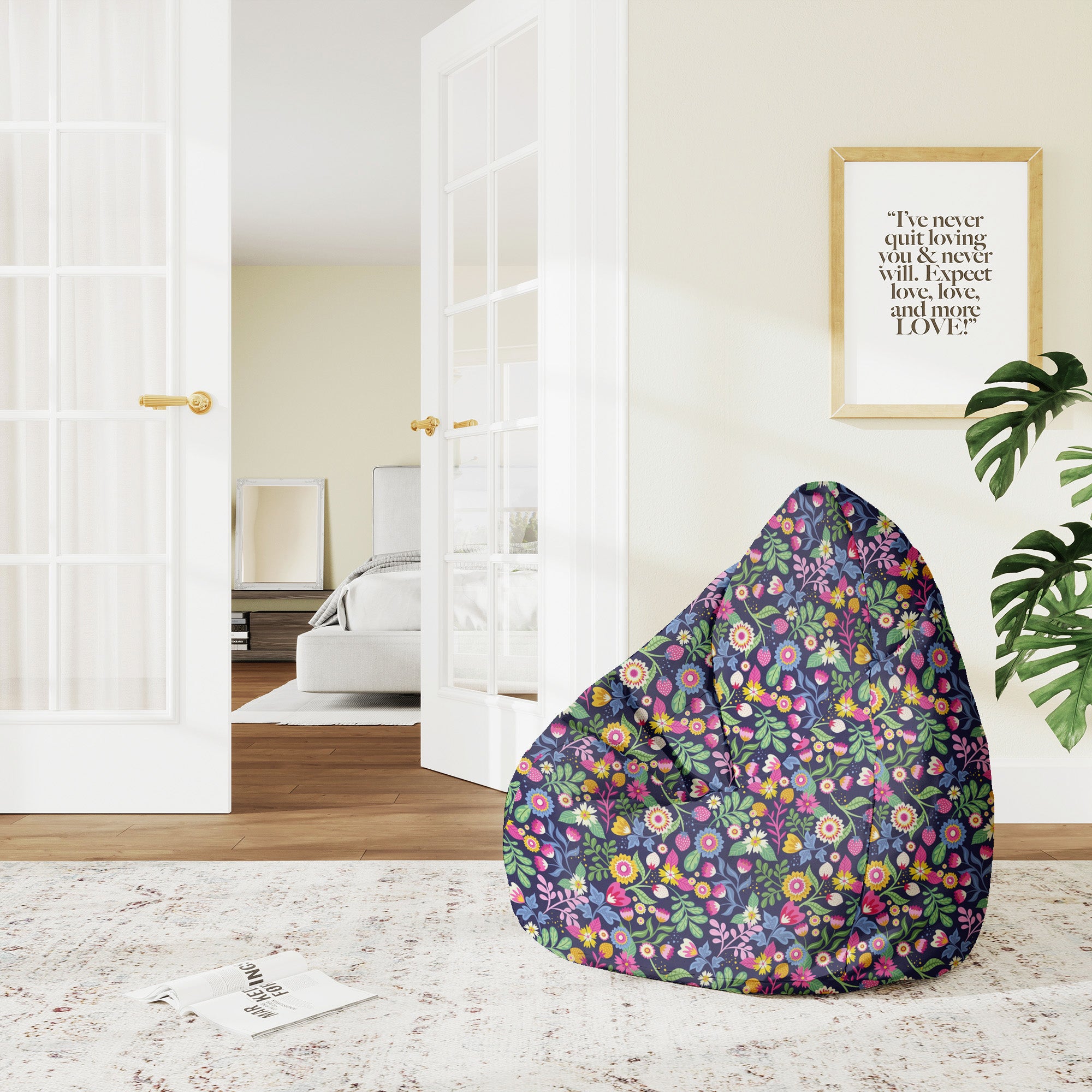 Puf Birnenform Exotisch Floral-M-Samt